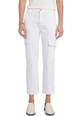 7 For All Mankind Women's Logan Cargo Pants, White, 32