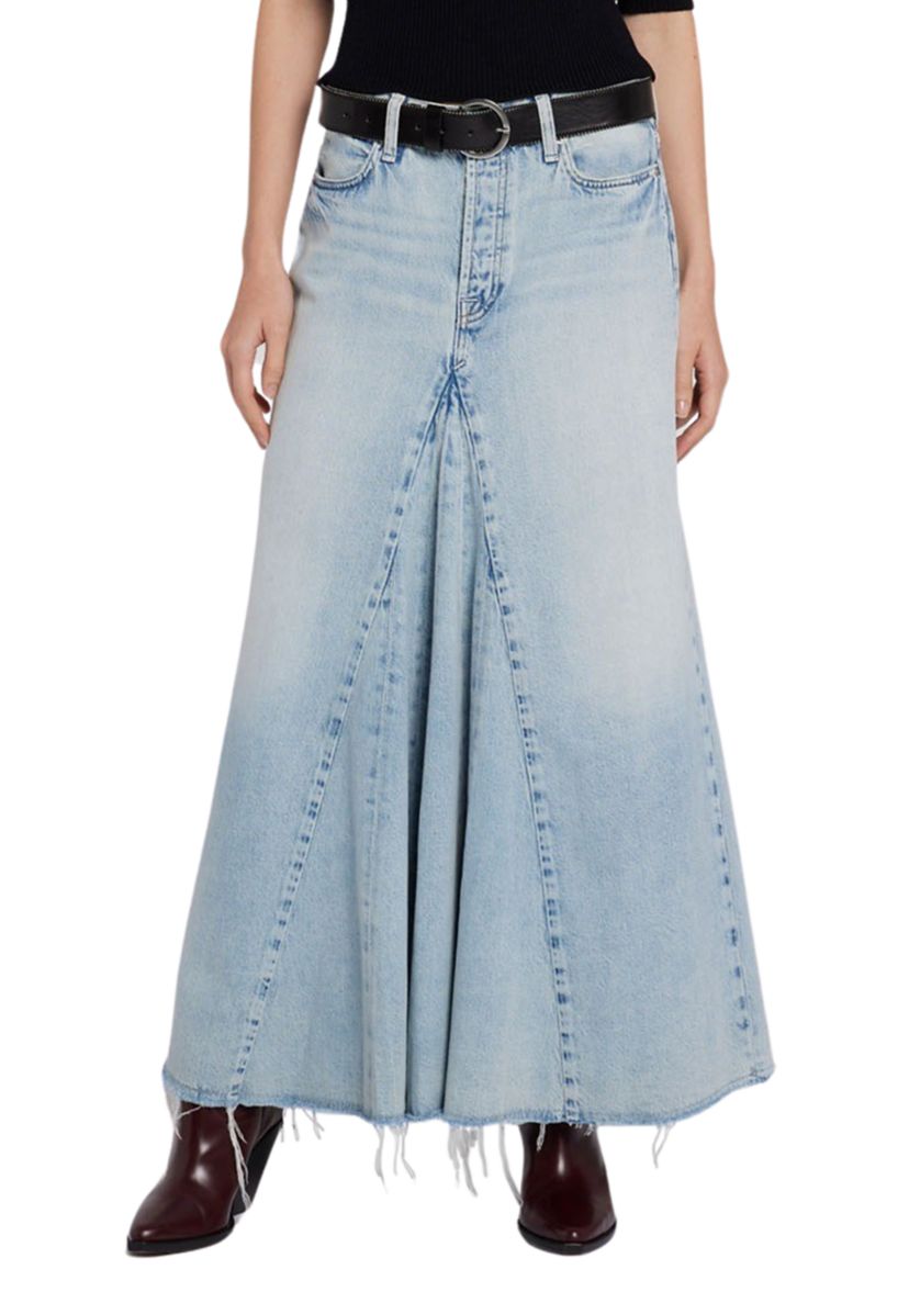 Womens Western Maxi Skirt with Frayed Hem 