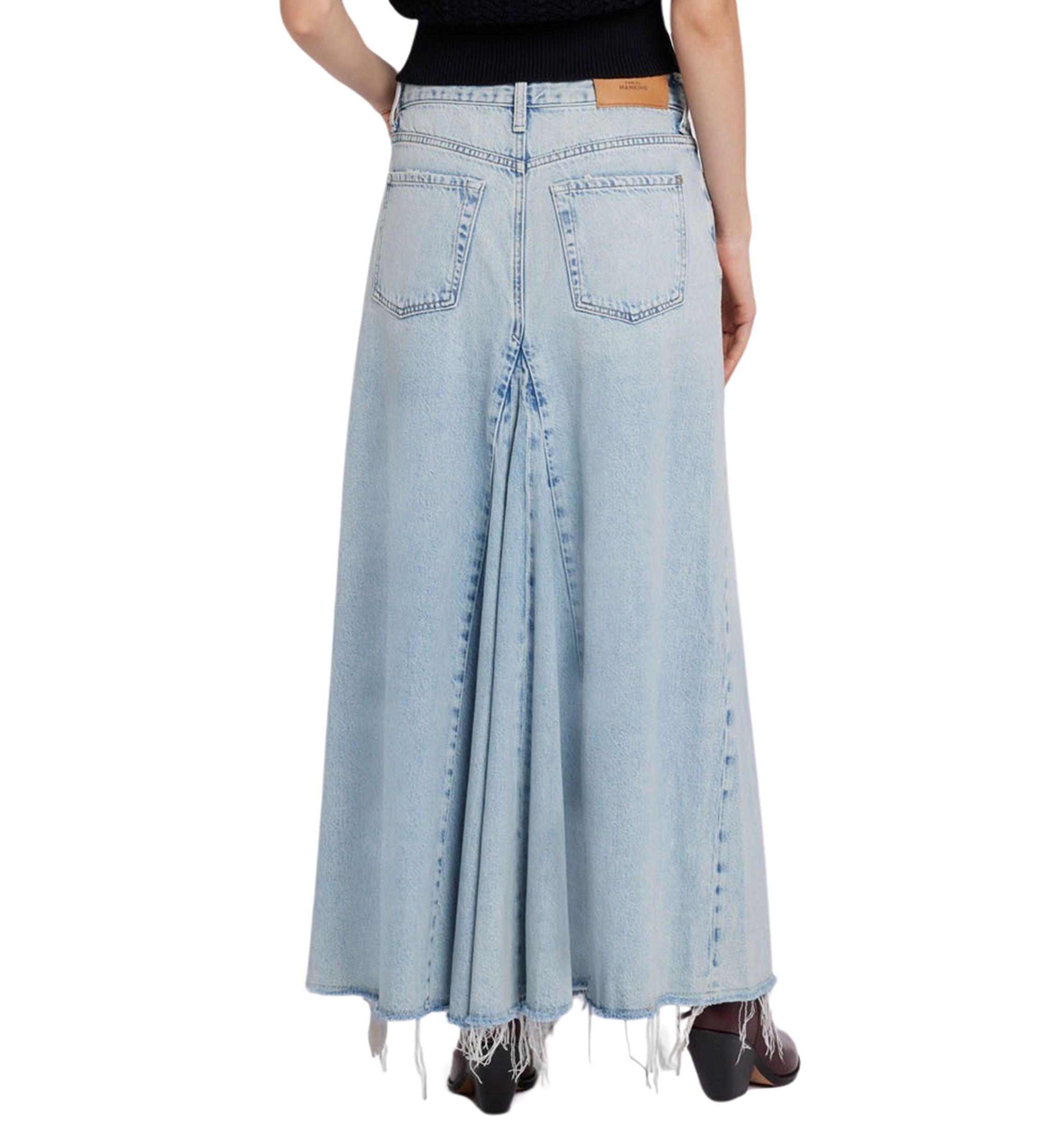 Womens Western Maxi Skirt with Frayed Hem 