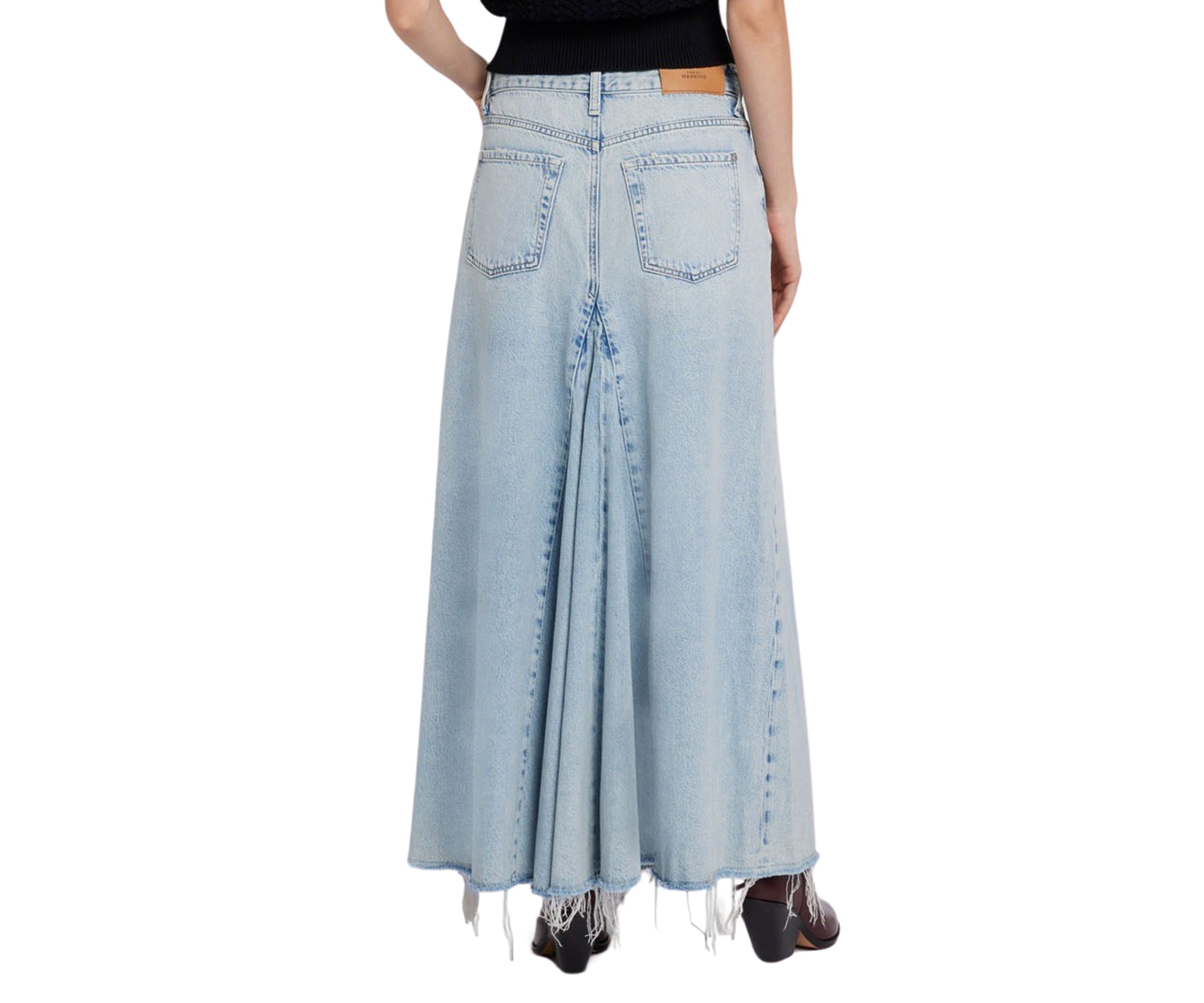 Womens Western Maxi Skirt with Frayed Hem 