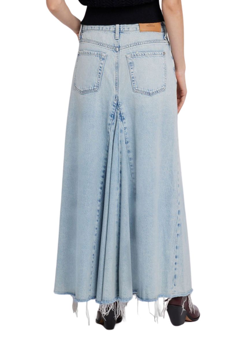 Womens Western Maxi Skirt with Frayed Hem 