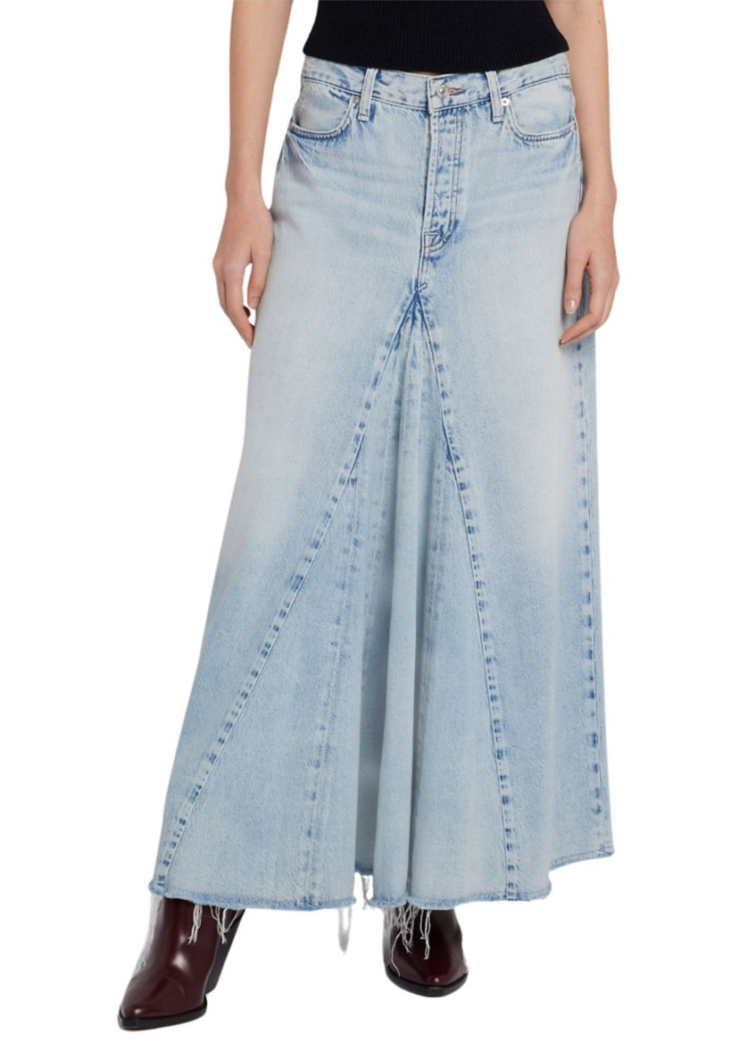 Womens Western Maxi Skirt with Frayed Hem 