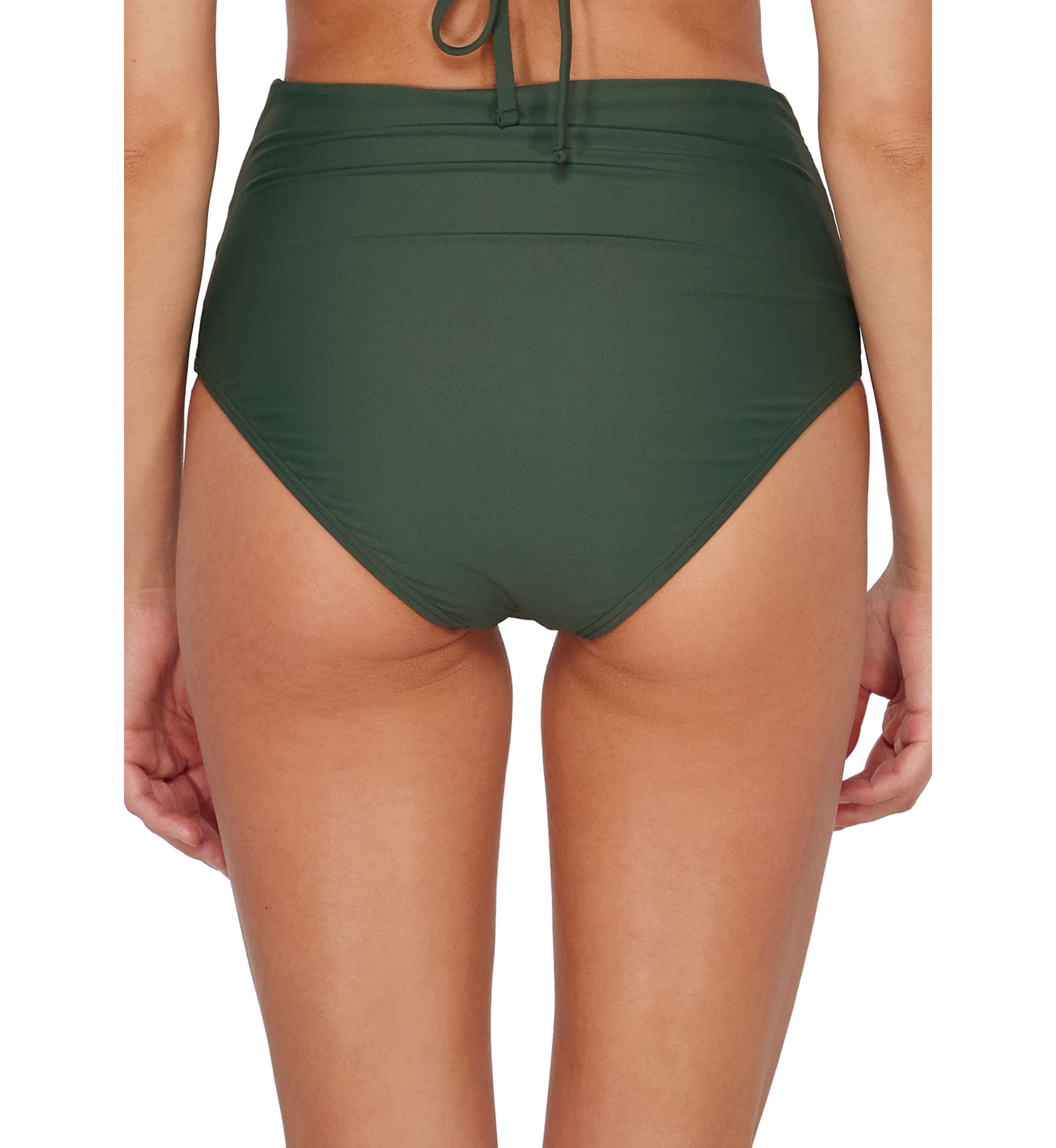 Solid Capri High Waist Brief Swim Bottoms