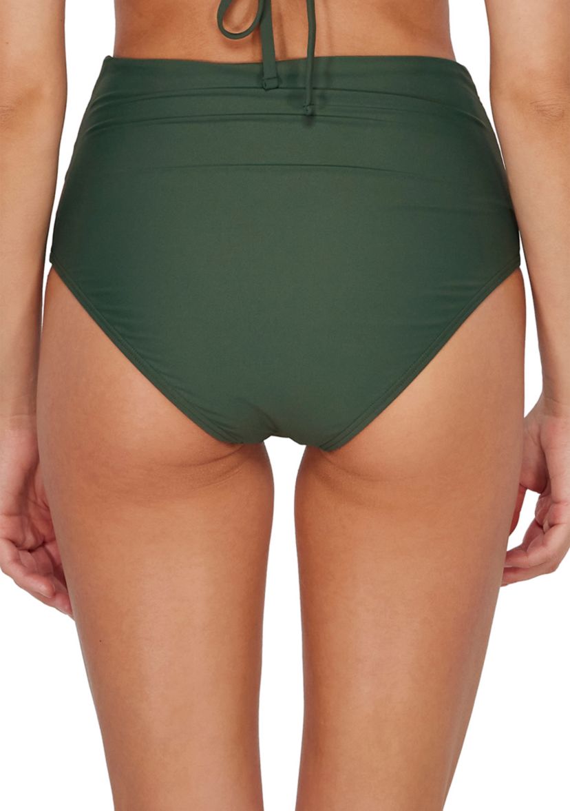 Solid Capri High Waist Brief Swim Bottoms
