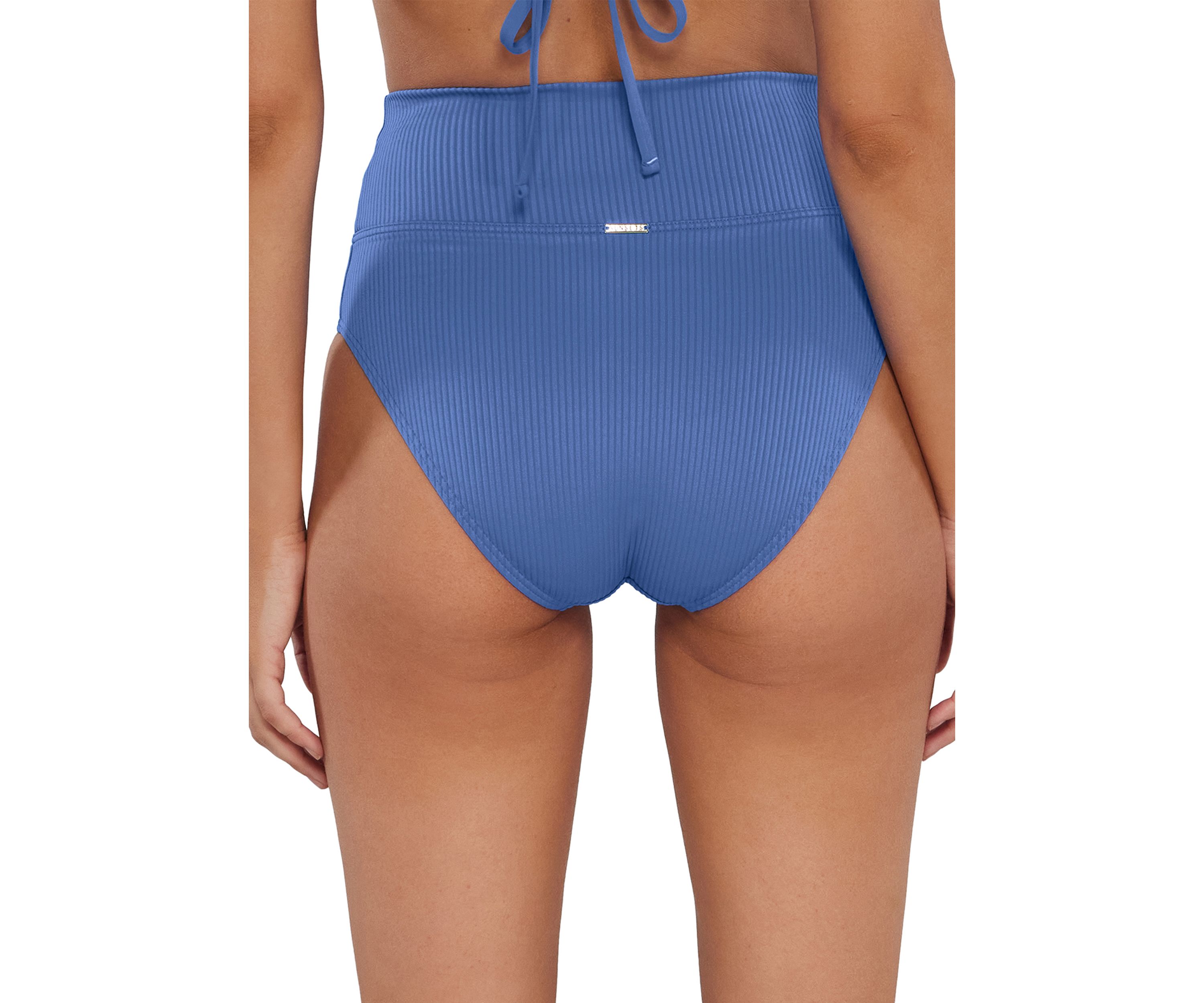 Sandbar Ribbed Solid High Waisted Swim Bottoms 