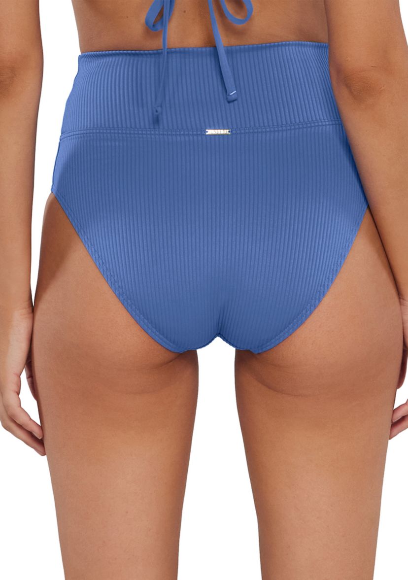 Sandbar Ribbed Solid High Waisted Swim Bottoms 