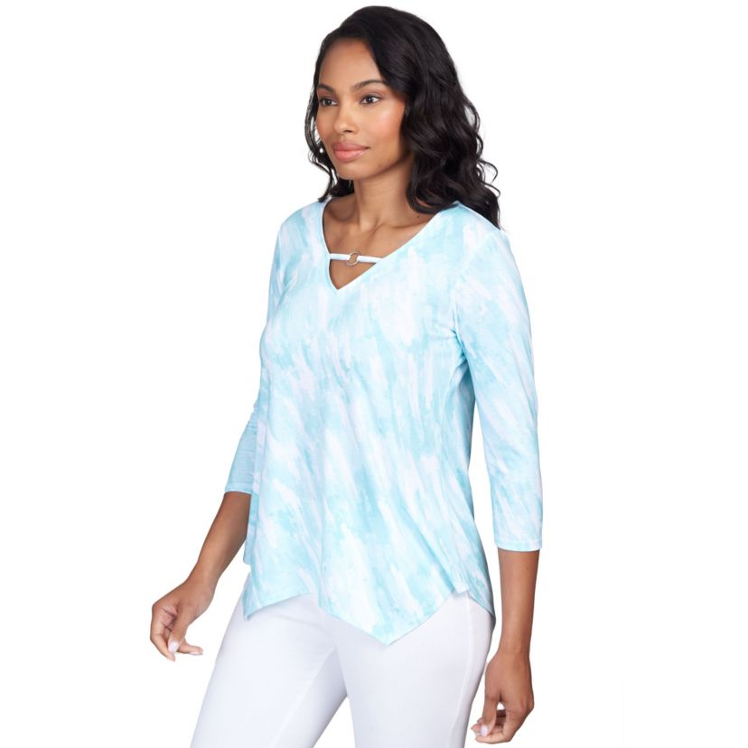 PRINTED SINGLE RING NECK TOP