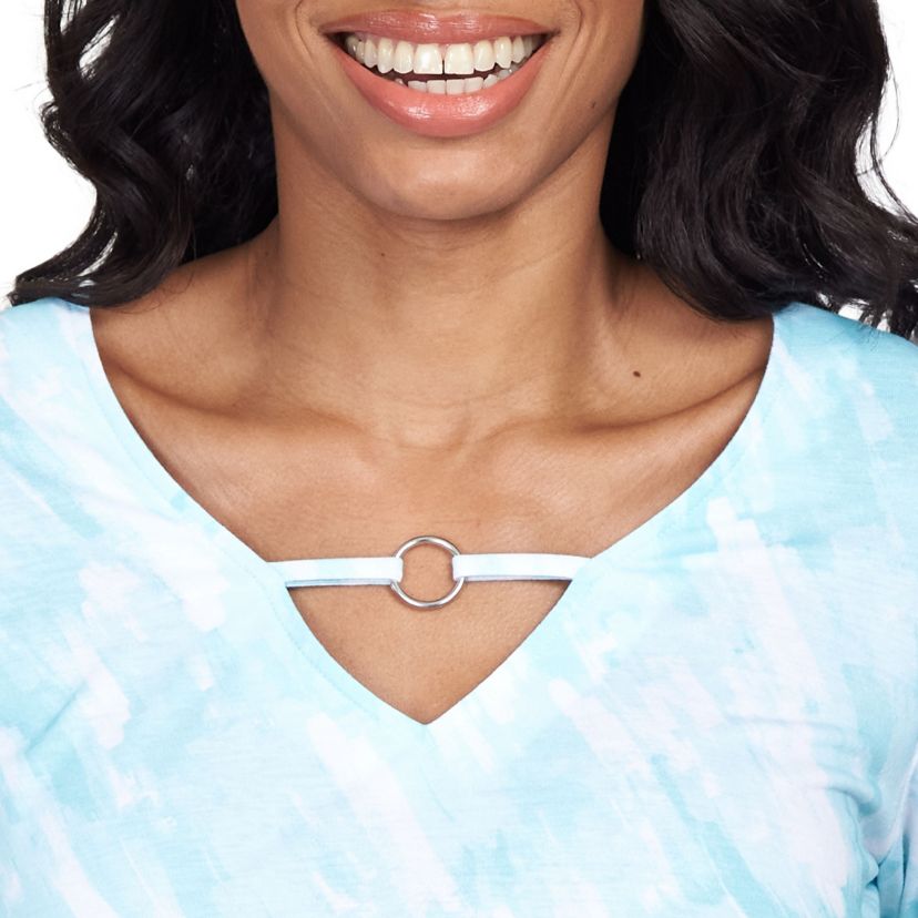 PRINTED SINGLE RING NECK TOP