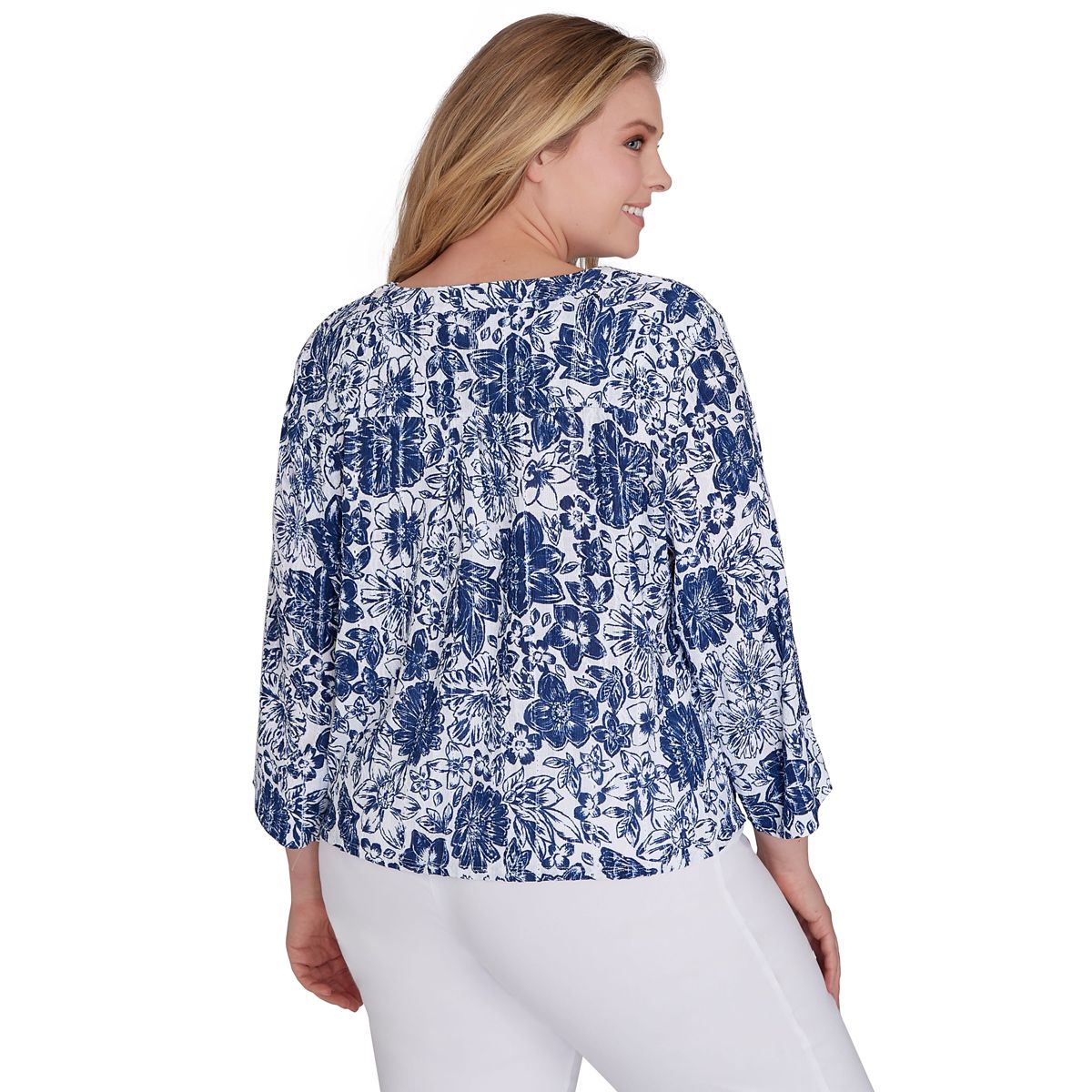 Always Be My Navy Printed 3/4 Sleeve Top