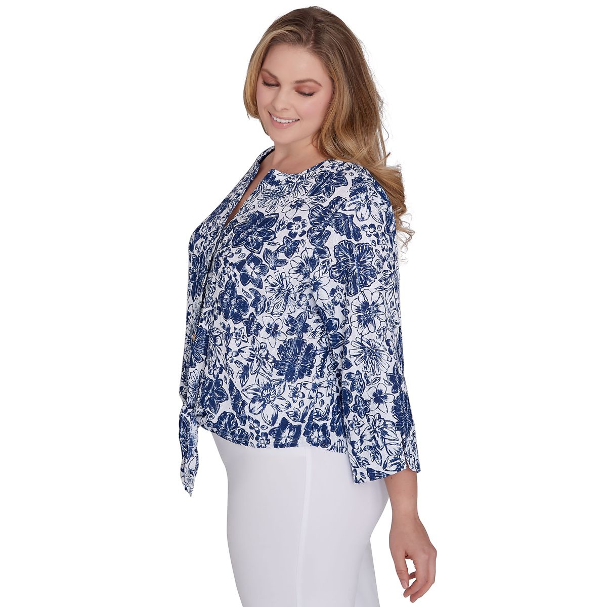 Always Be My Navy Printed 3/4 Sleeve Top