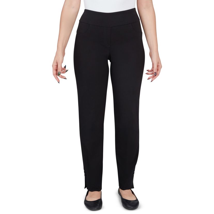Solid Color Tech Stretch Full Length Pant with Elastic Waistband