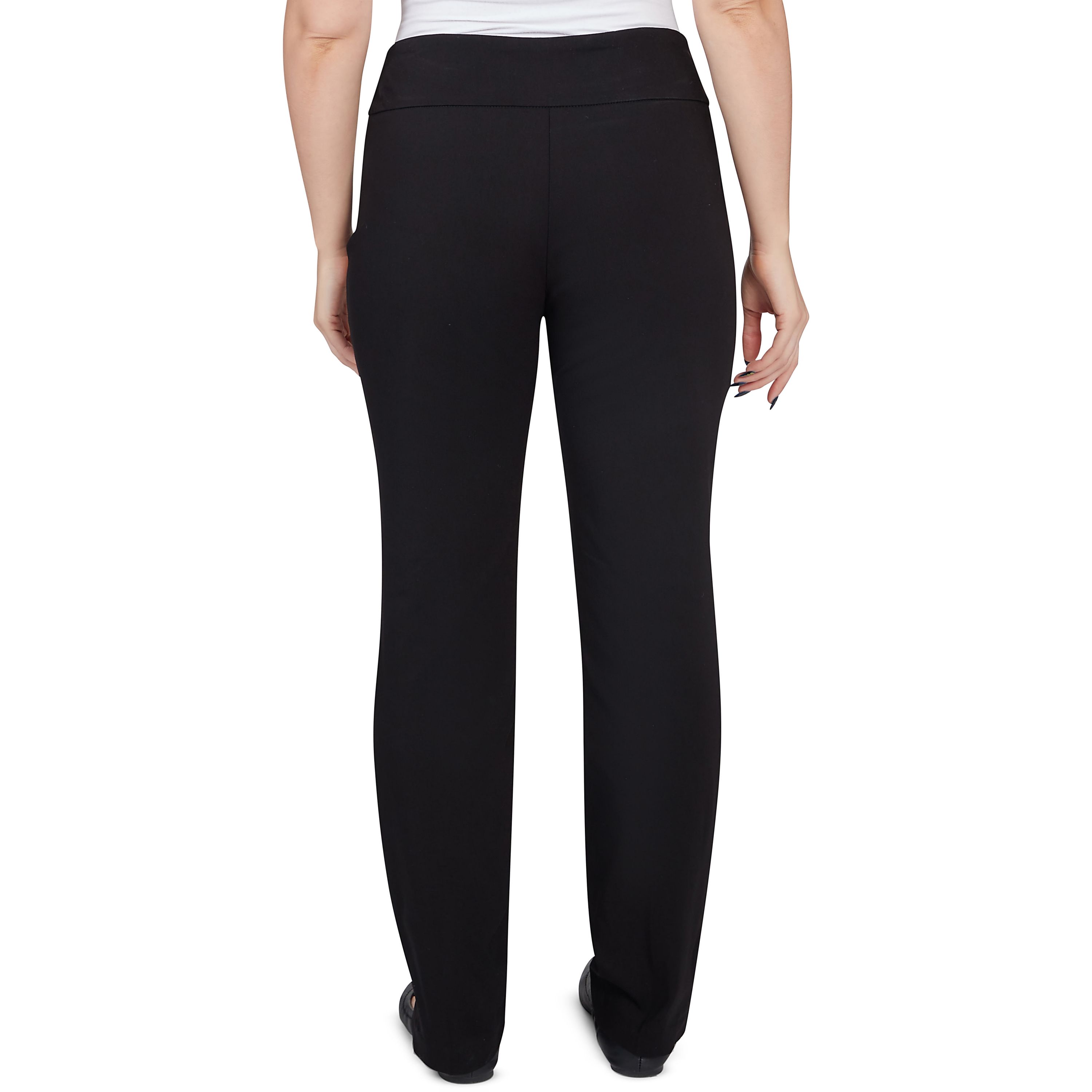 Solid Color Tech Stretch Full Length Pant with Elastic Waistband