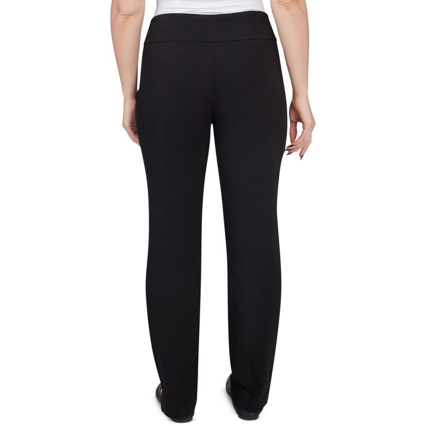 Solid Color Tech Stretch Full Length Pant with Elastic Waistband