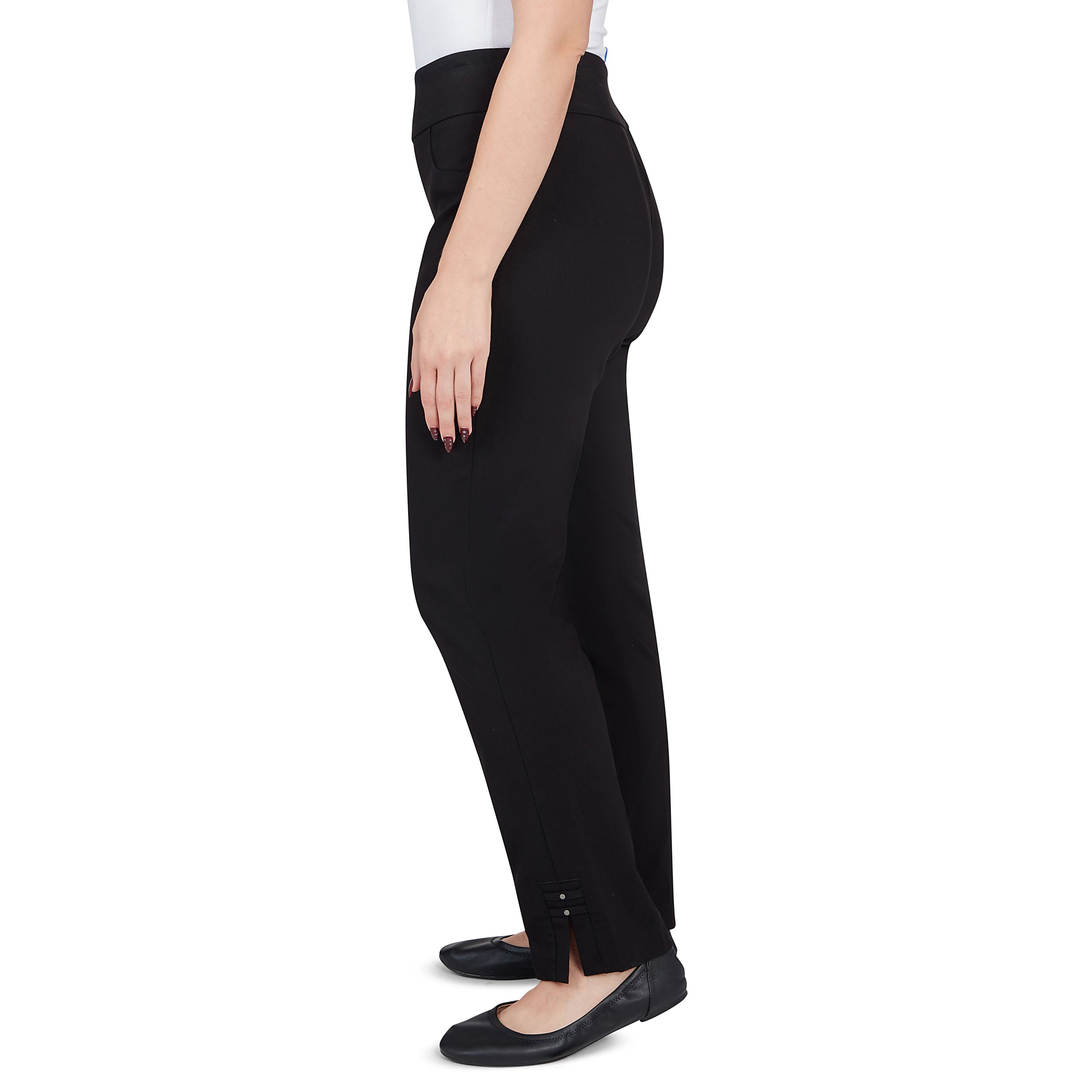 Solid Color Tech Stretch Full Length Pant with Elastic Waistband