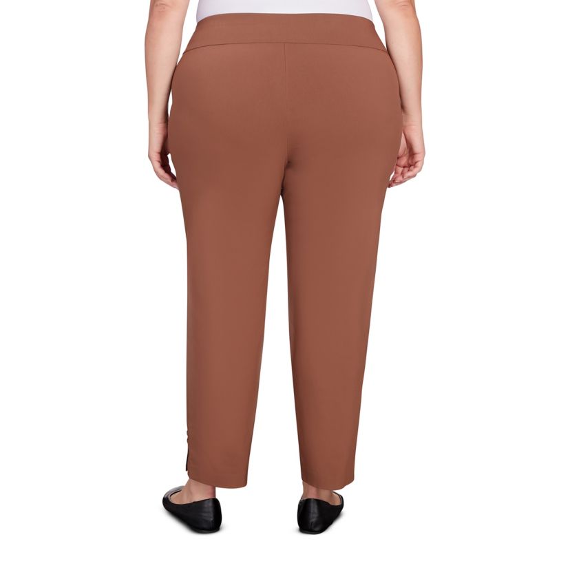 Solid Color Tech Stretch Full Length Pant with Elastic Waistband
