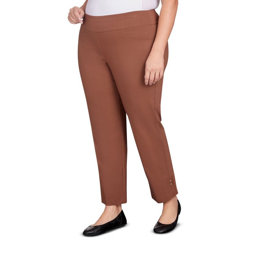Solid Color Tech Stretch Full Length Pant with Elastic Waistband