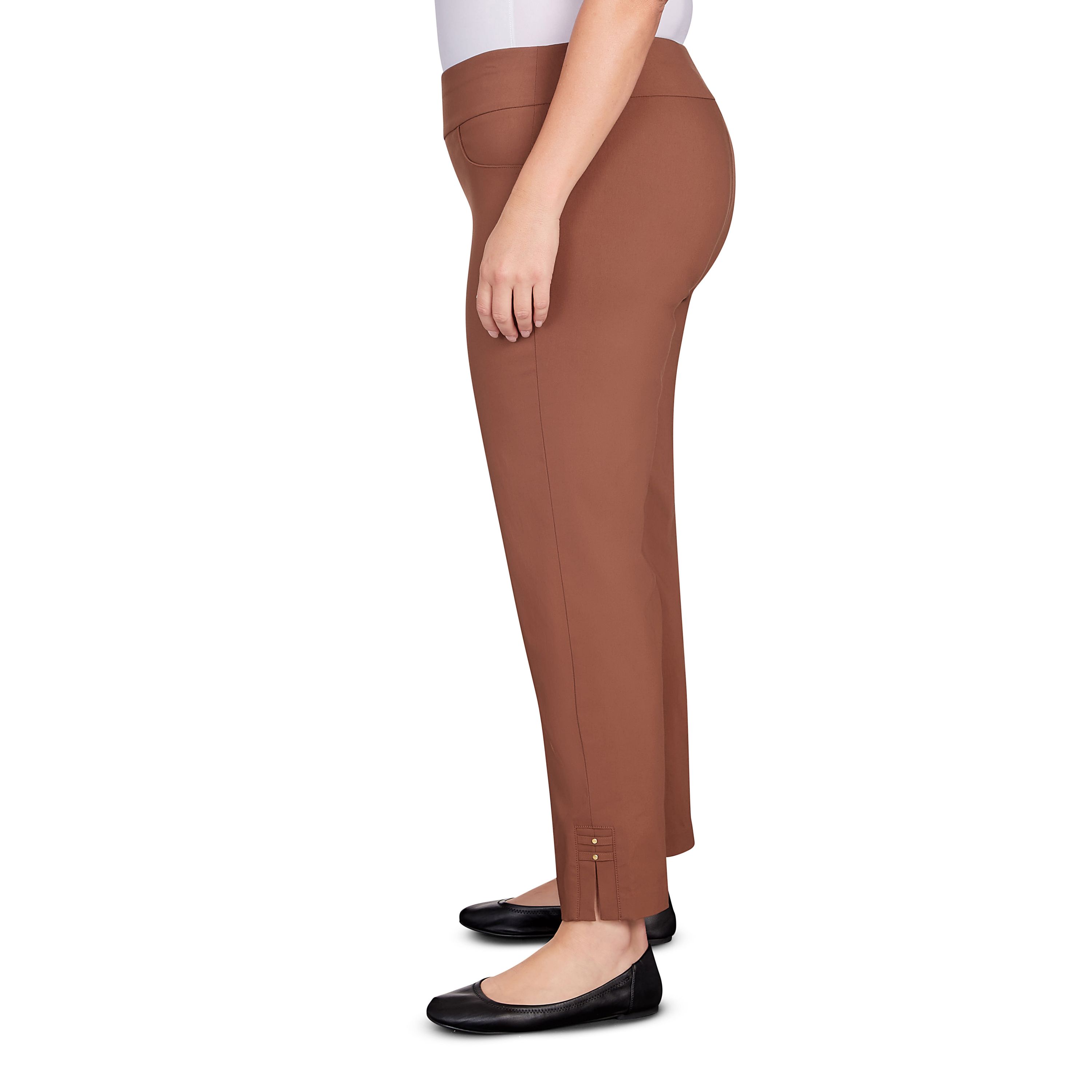 Solid Color Tech Stretch Full Length Pant with Elastic Waistband