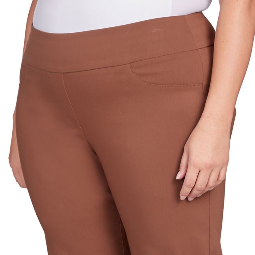 Solid Color Tech Stretch Full Length Pant with Elastic Waistband