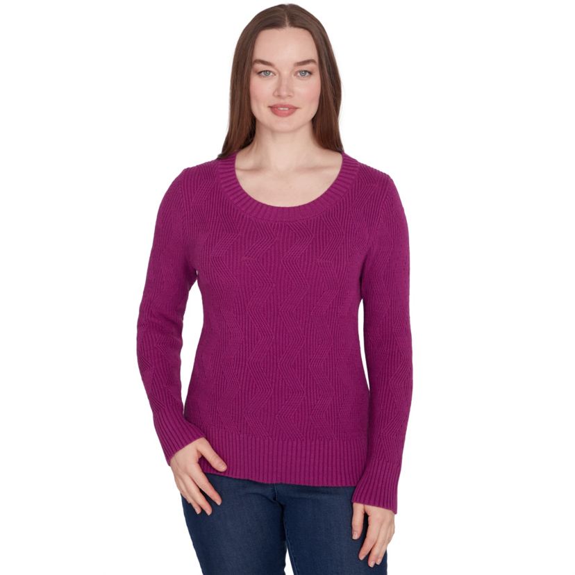 LETS RENDEZ BLUE SOLID LONG SLEEVE SWEATER