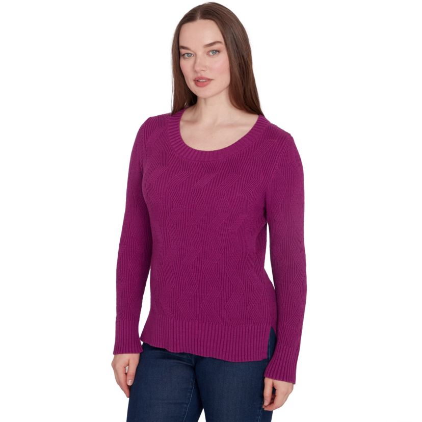 LETS RENDEZ BLUE SOLID LONG SLEEVE SWEATER