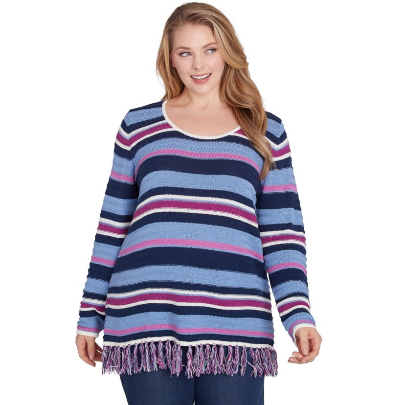 LETS RENDEZ BLUE PRINTED LONG SLEEVE SWEATER