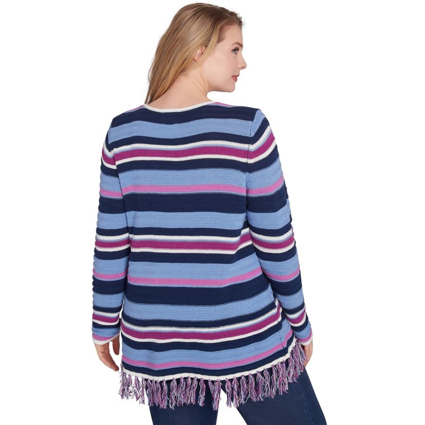 LETS RENDEZ BLUE PRINTED LONG SLEEVE SWEATER