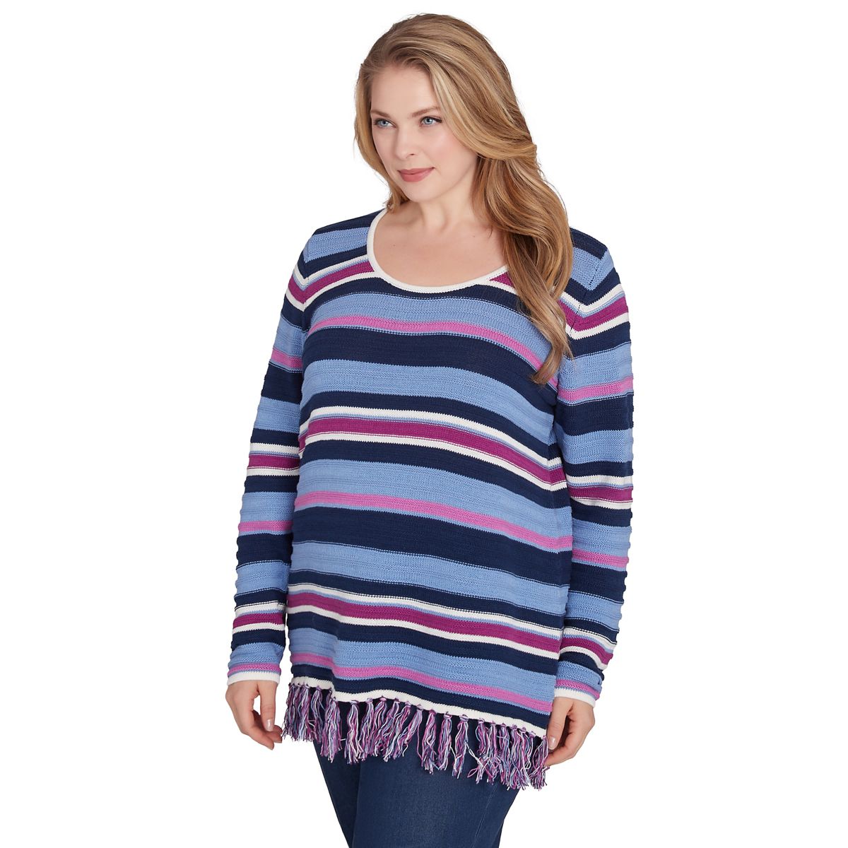 LETS RENDEZ BLUE PRINTED LONG SLEEVE SWEATER