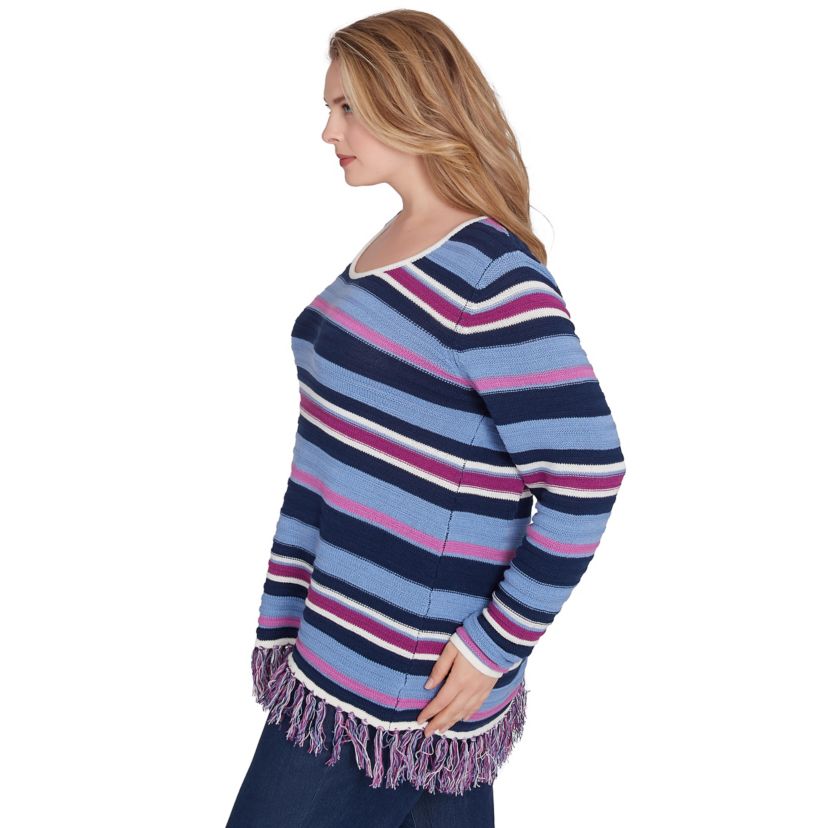 LETS RENDEZ BLUE PRINTED LONG SLEEVE SWEATER