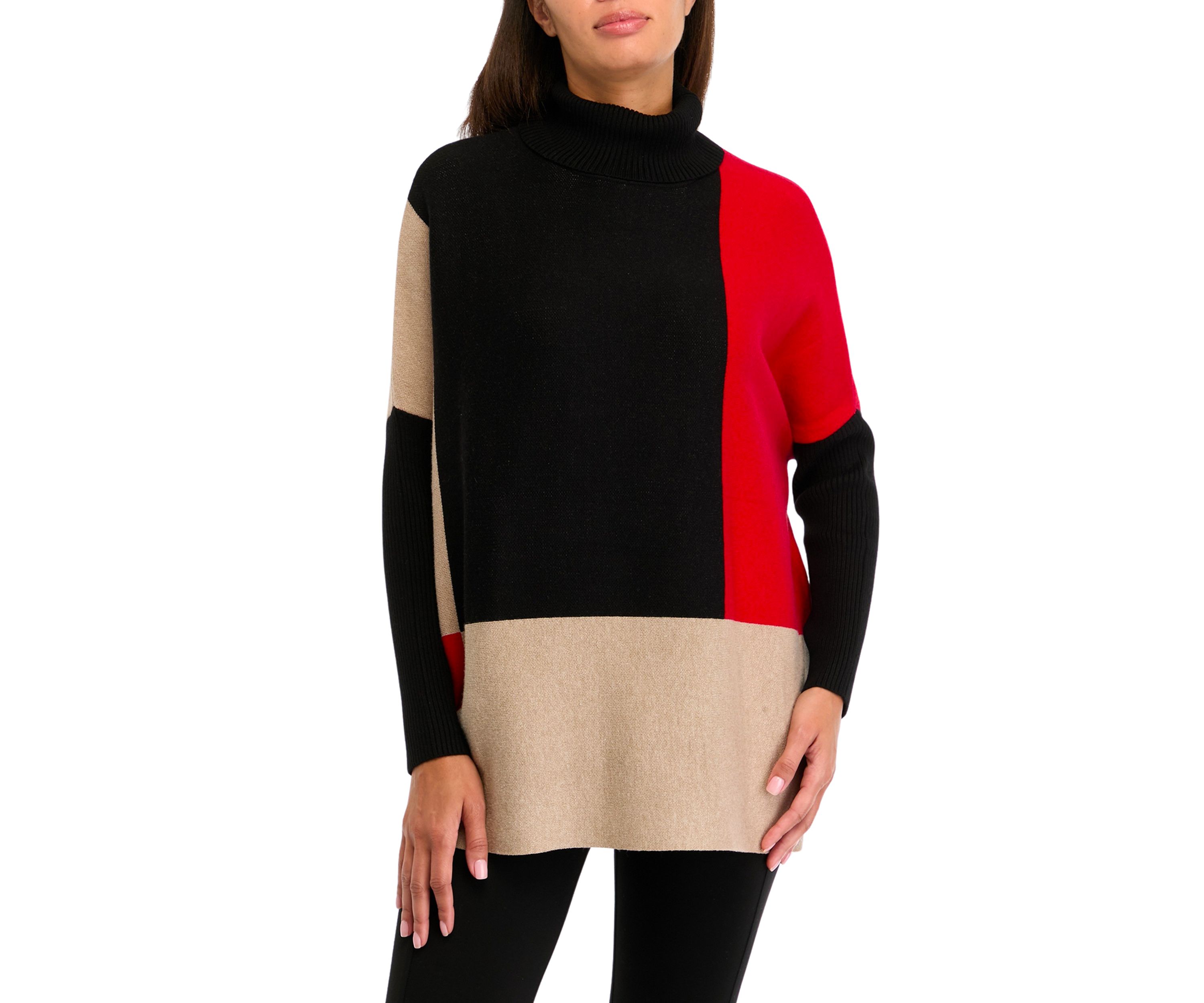 Womens  Turtleneck Poncho