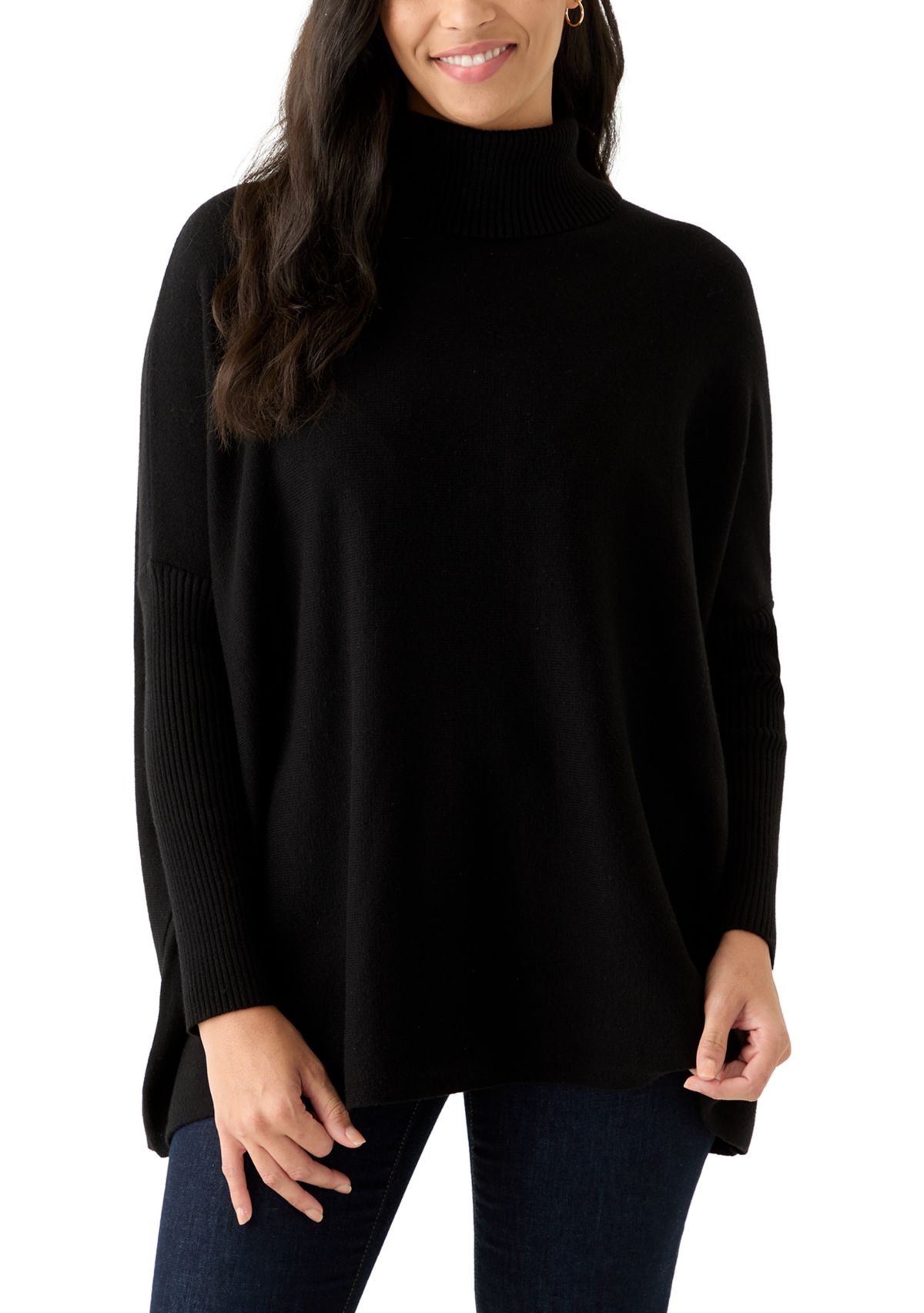 Womens Long Sleeve Turtleneck Poncho