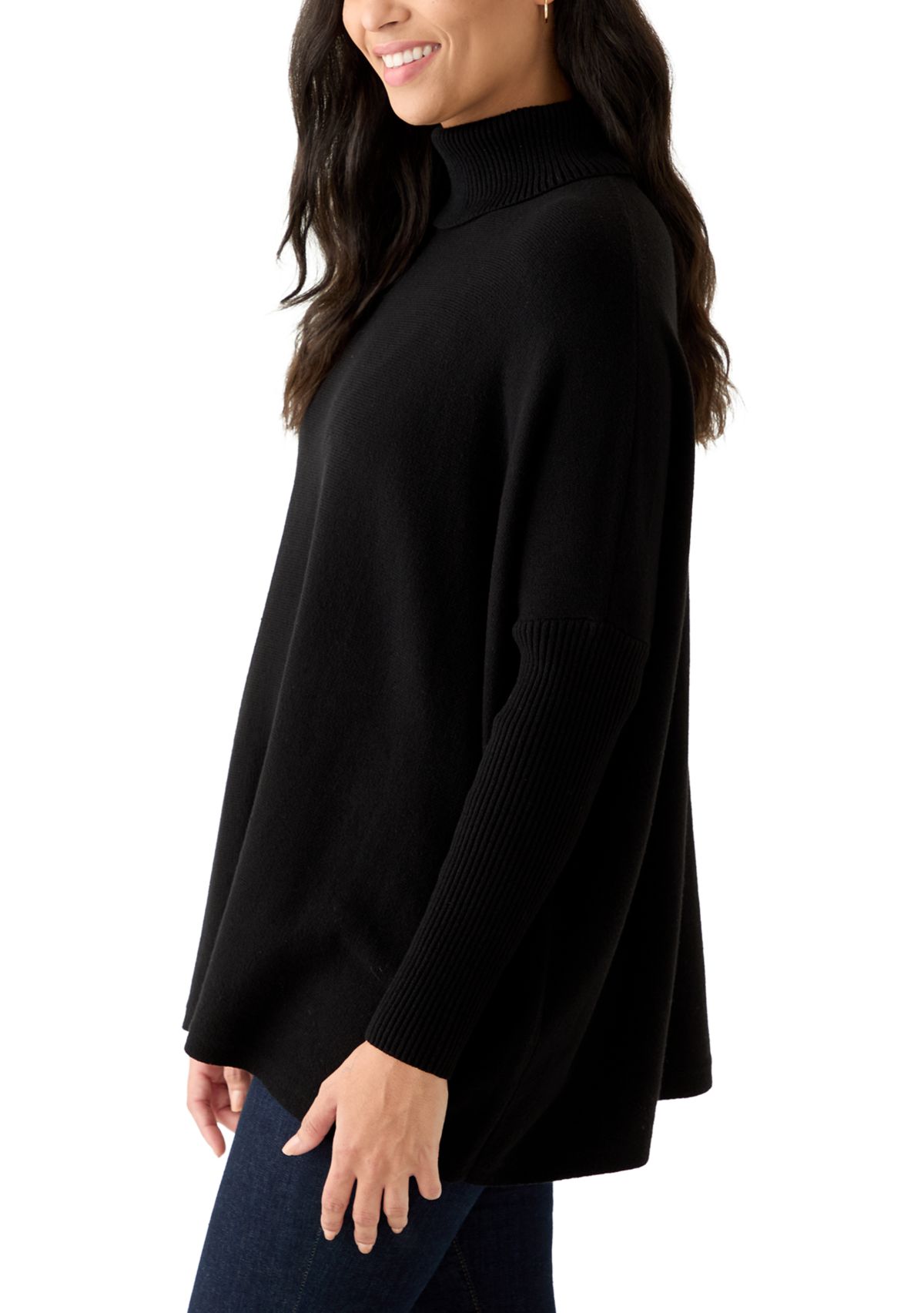 Womens Long Sleeve Turtleneck Poncho
