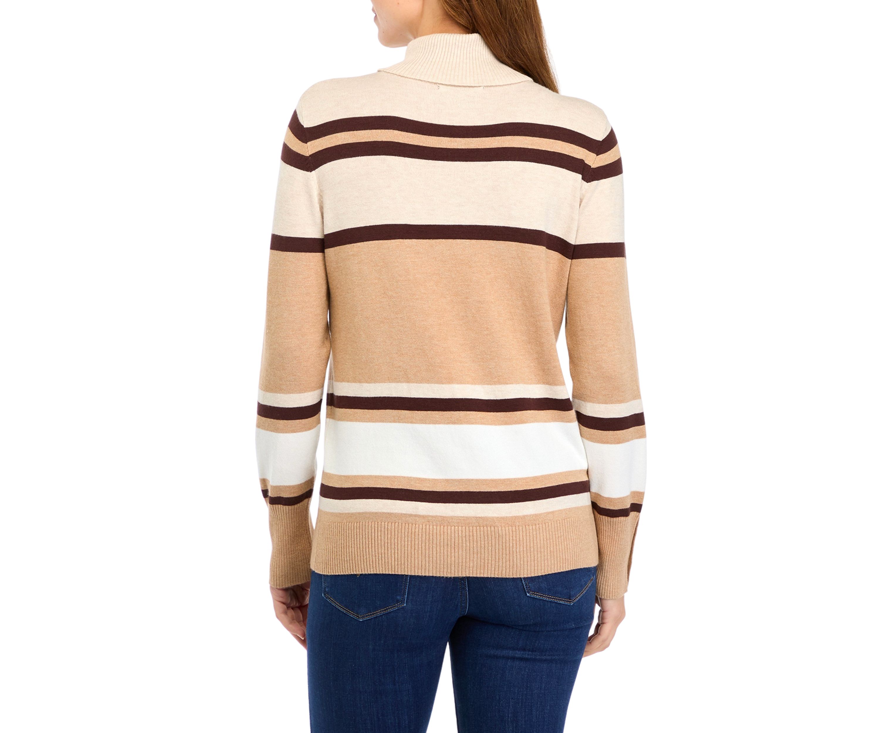 Womens Striped Turtleneck Sweater