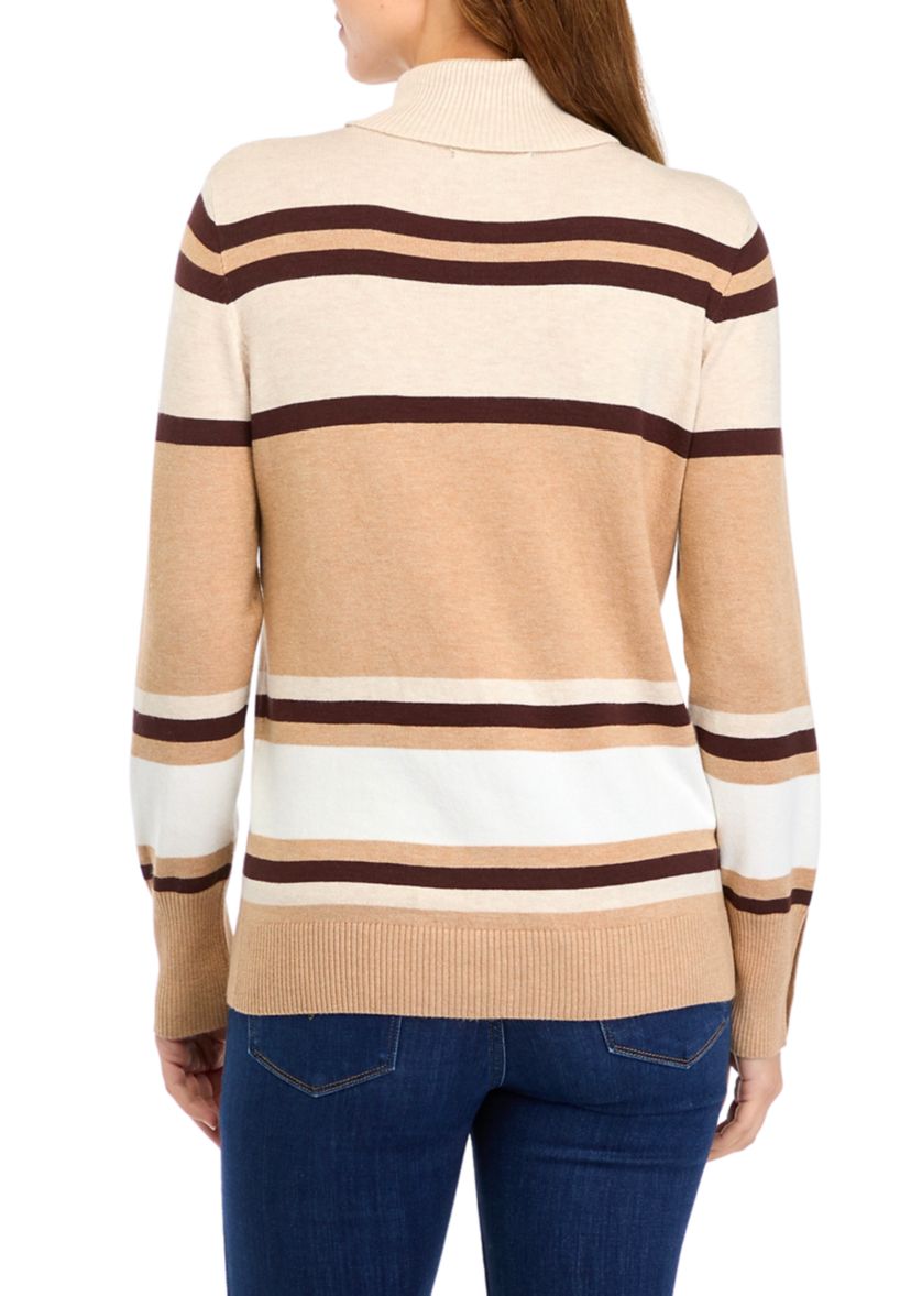 Womens Striped Turtleneck Sweater