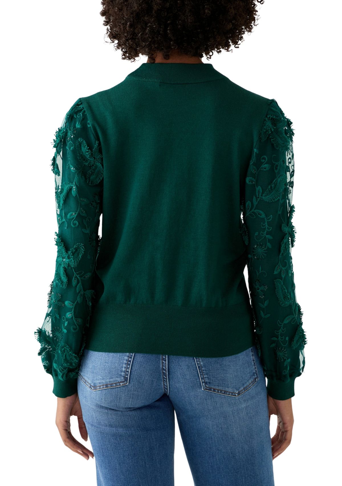 Womens Mixed Media Pullover Sweater