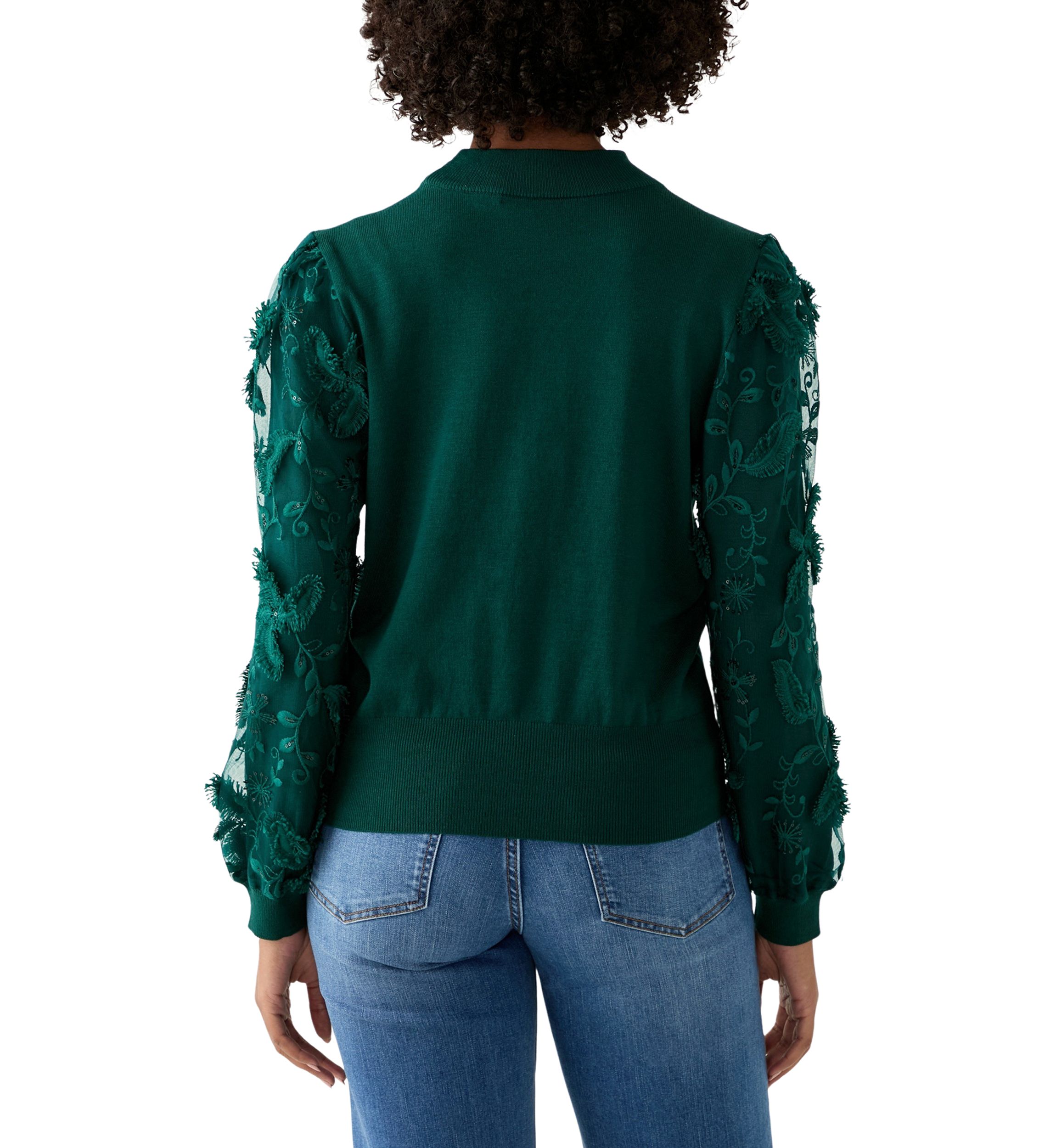 Womens Mixed Media Pullover Sweater