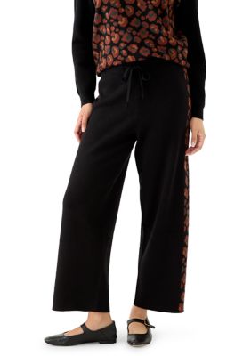 Joseph A Women's Wide Leg Printed Sweater Pants, Black, Large