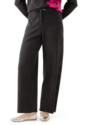 Joseph A Women's Wide Leg Printed Sweater Pants, Small