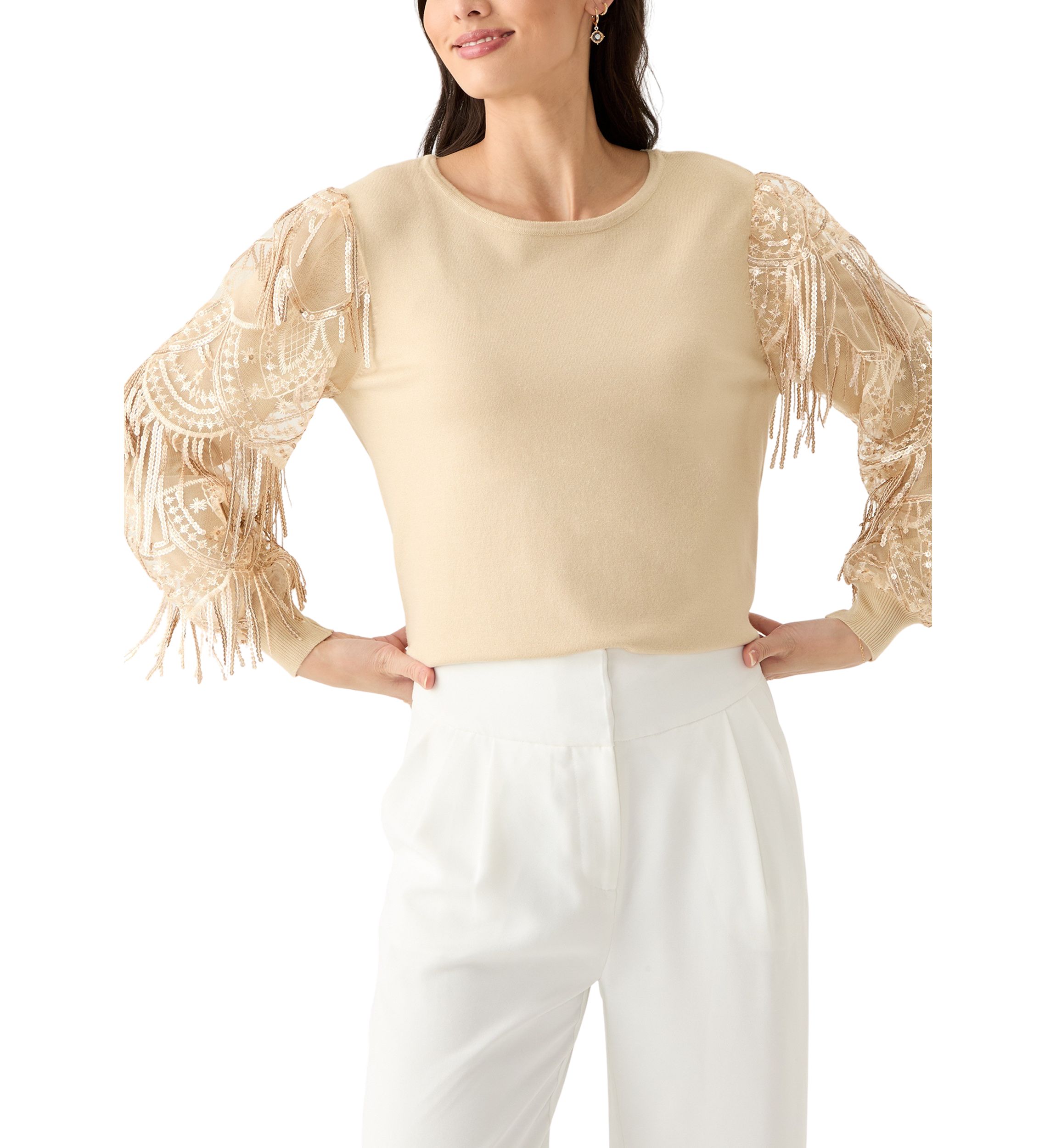 Womens Mixed Media Sweater 