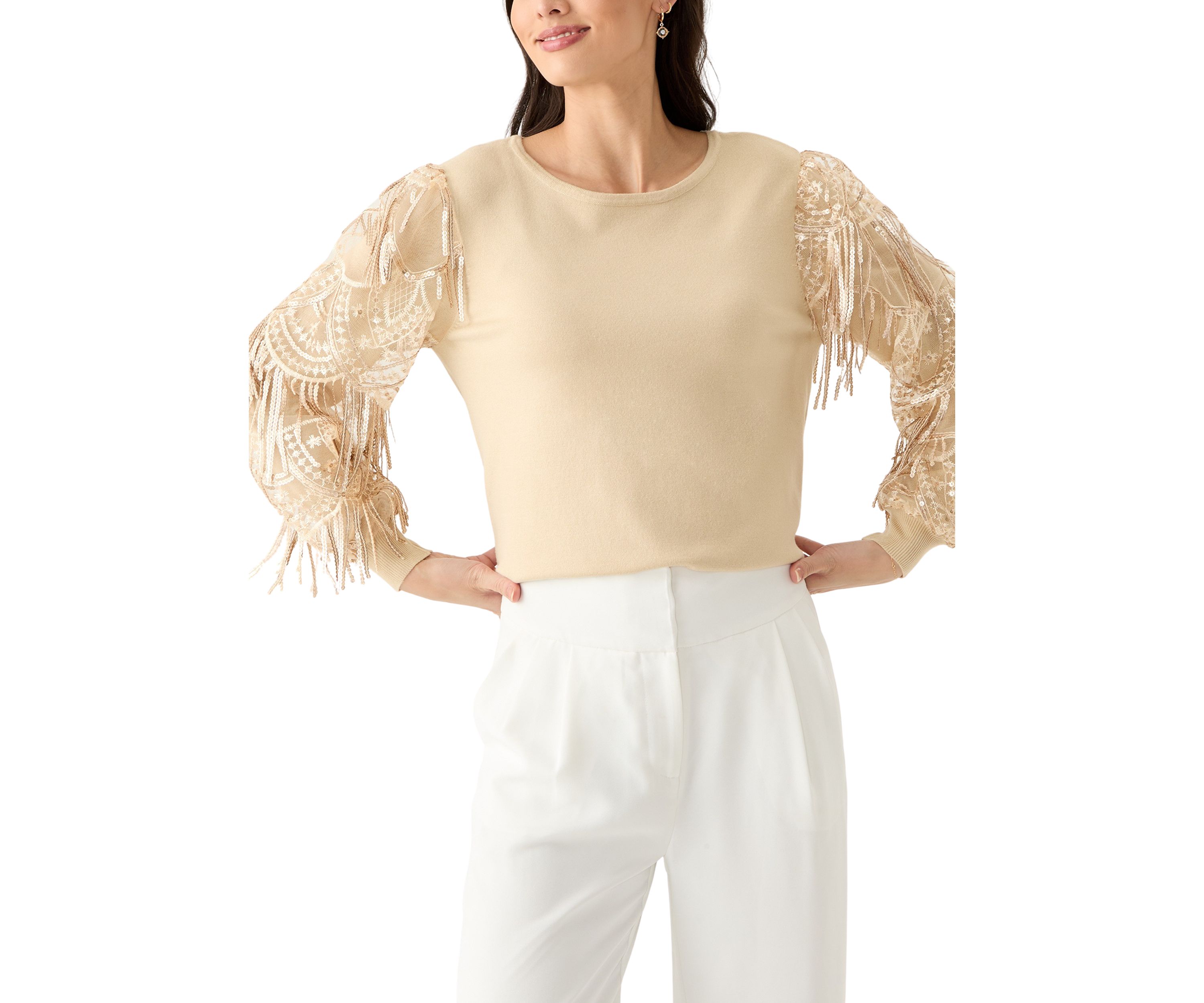 Womens Mixed Media Sweater 