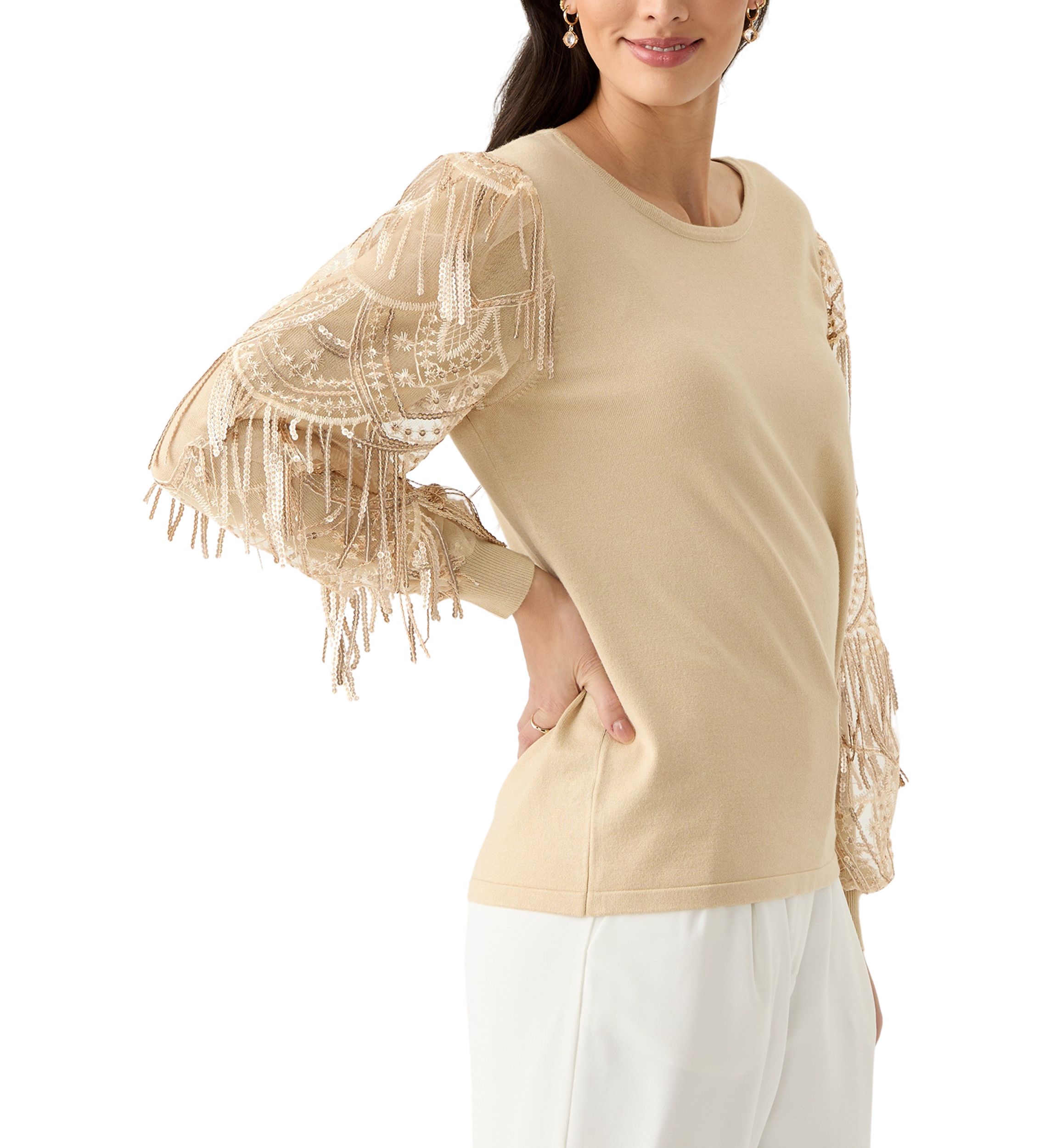 Womens Mixed Media Sweater 
