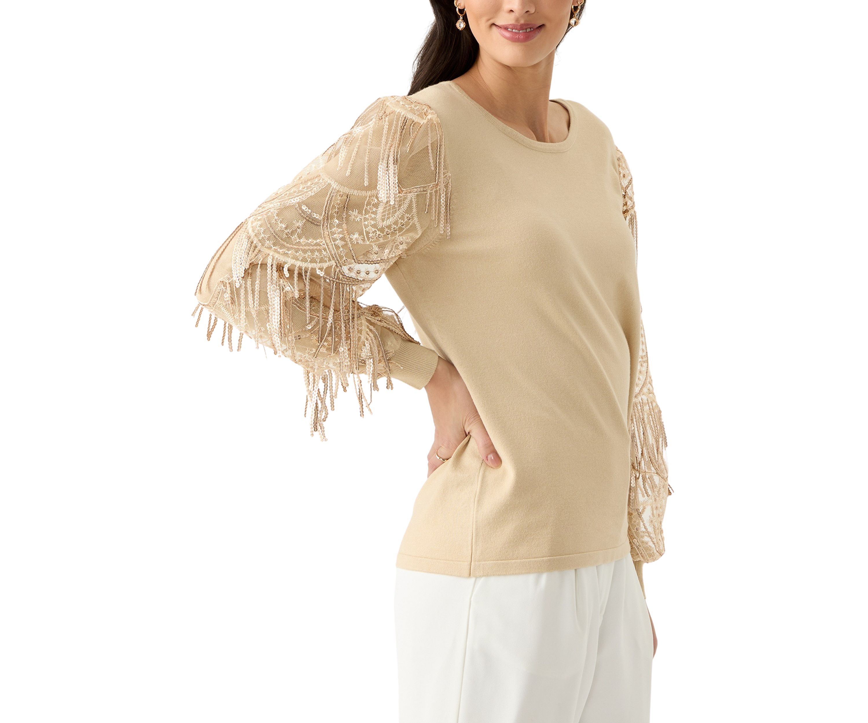 Womens Mixed Media Sweater 