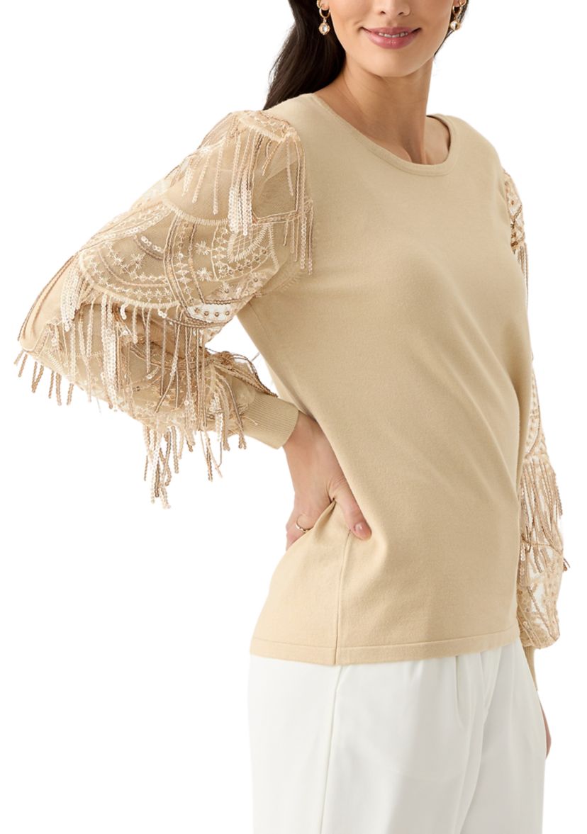 Womens Mixed Media Sweater 