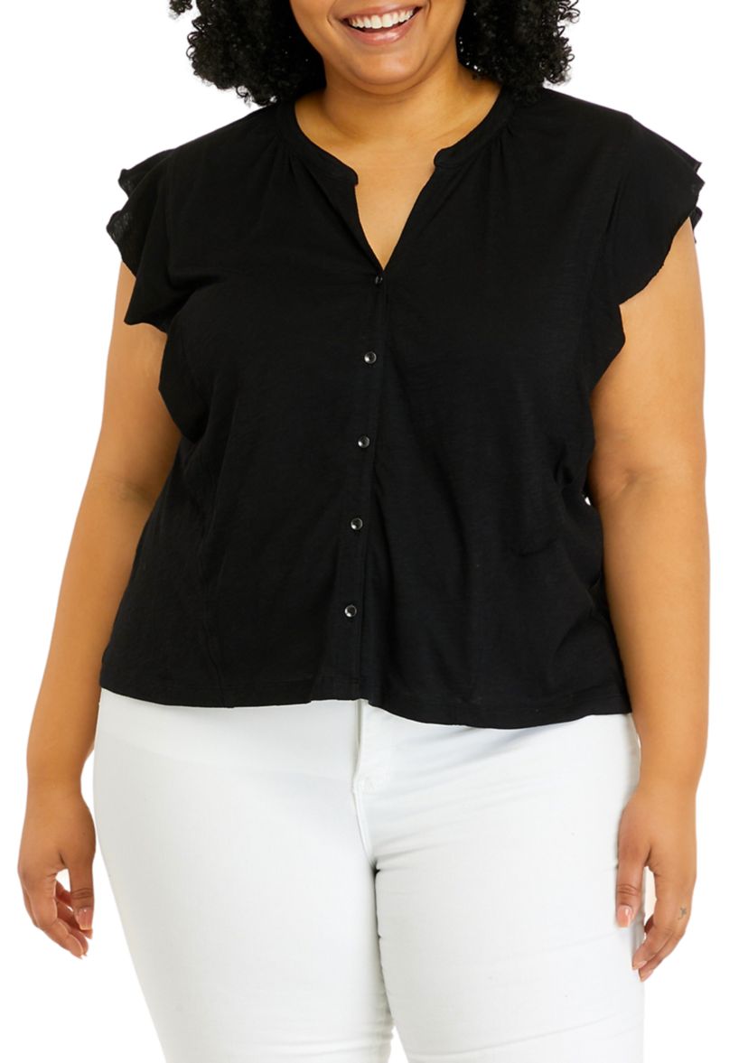 Plus Size Ruffle Sleeve Top