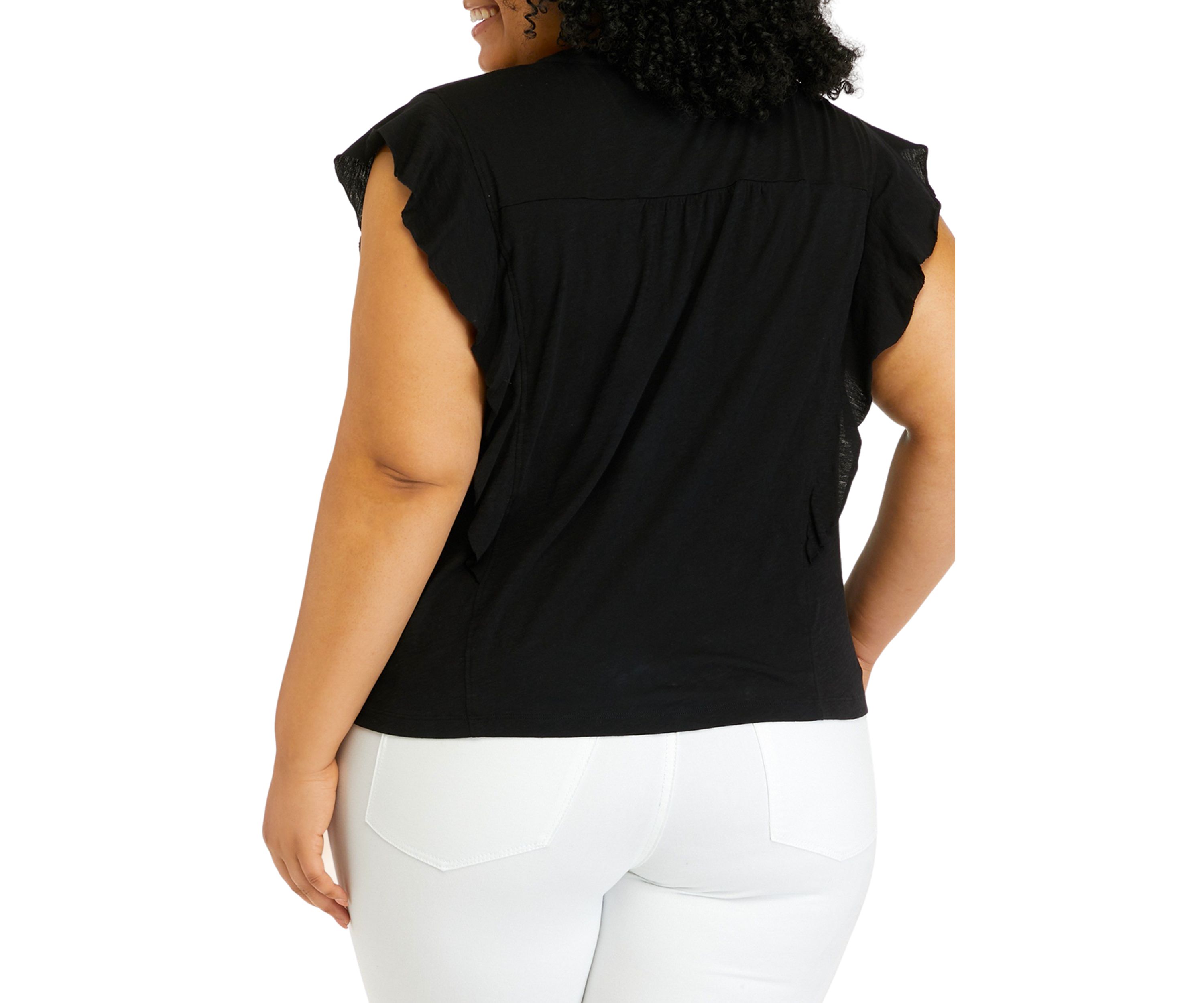Plus Size Ruffle Sleeve Top