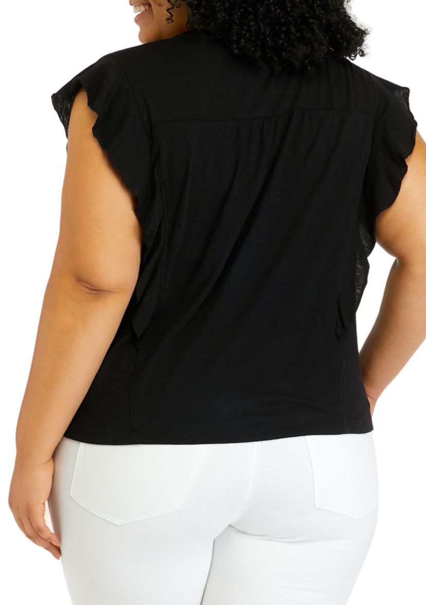 Plus Size Ruffle Sleeve Top