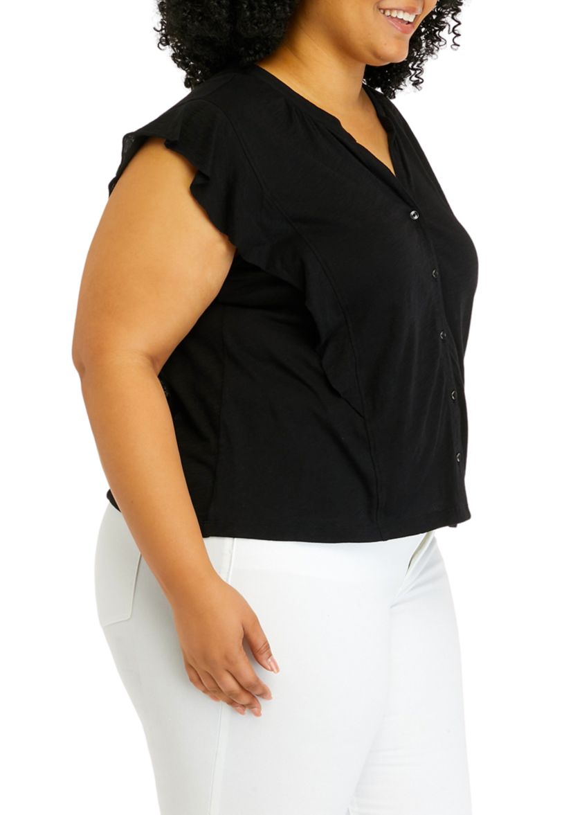 Plus Size Ruffle Sleeve Top