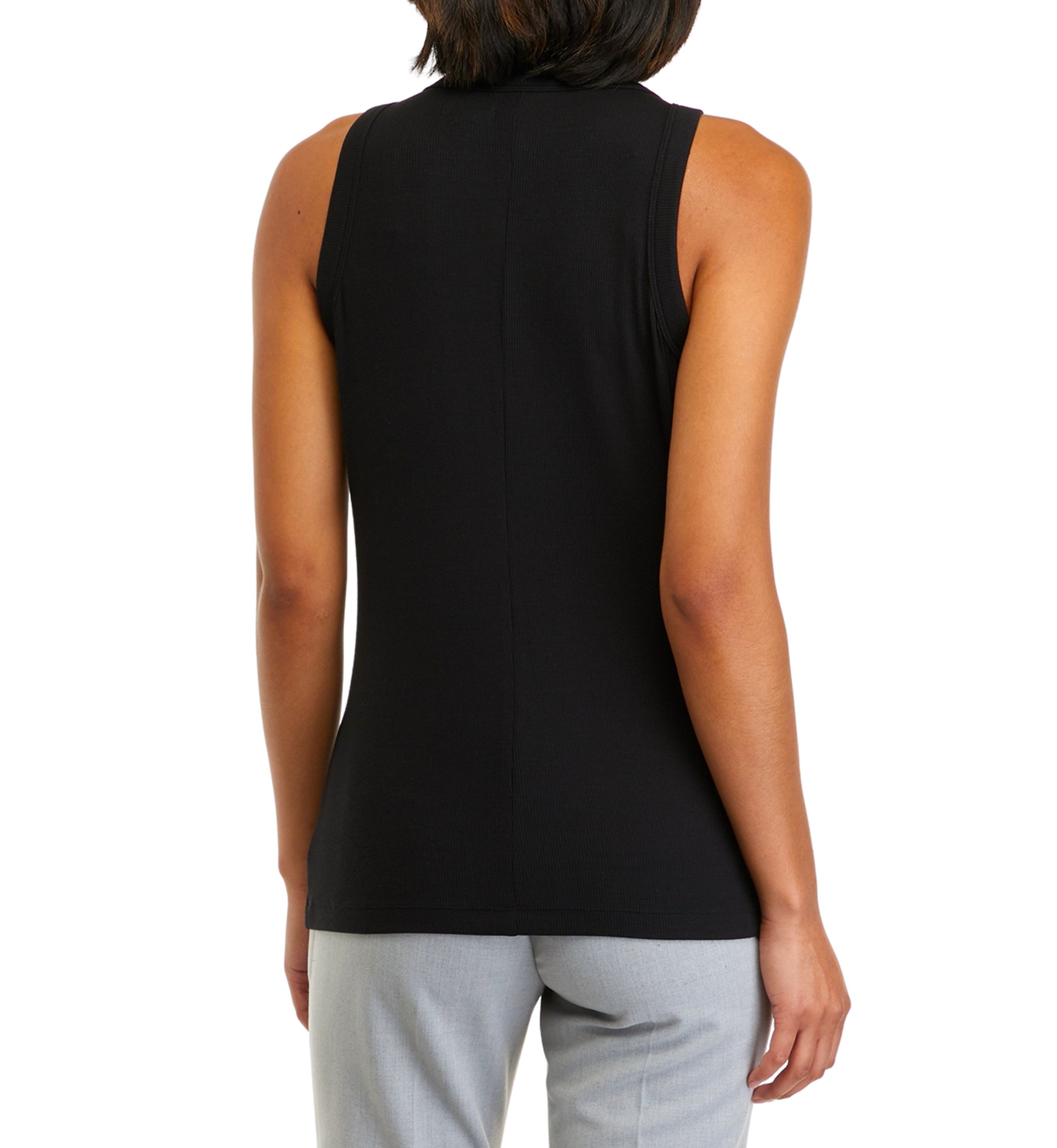 Womens Sleeveless Crew Neck Rib Tank Top