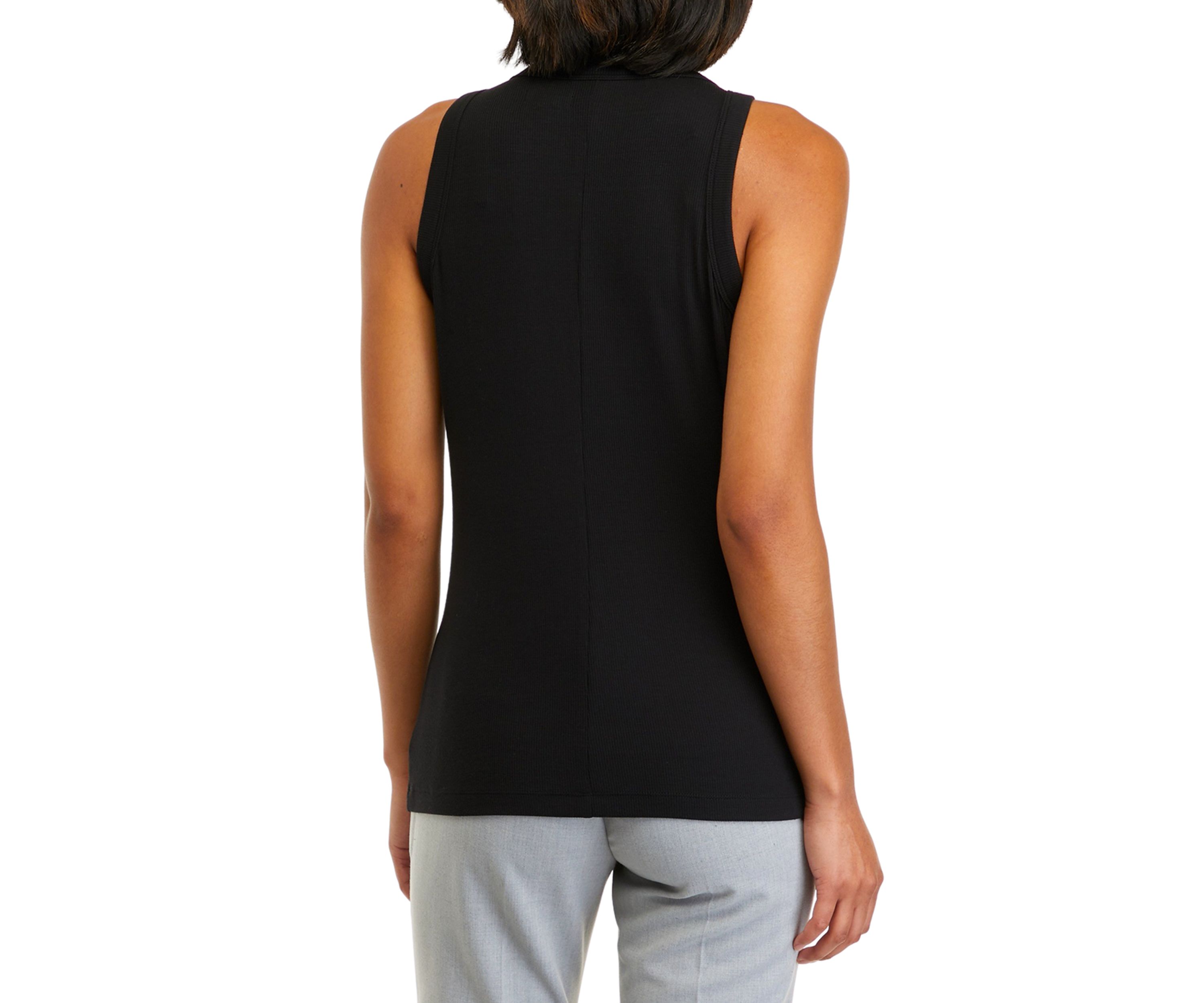 Womens Sleeveless Crew Neck Rib Tank Top