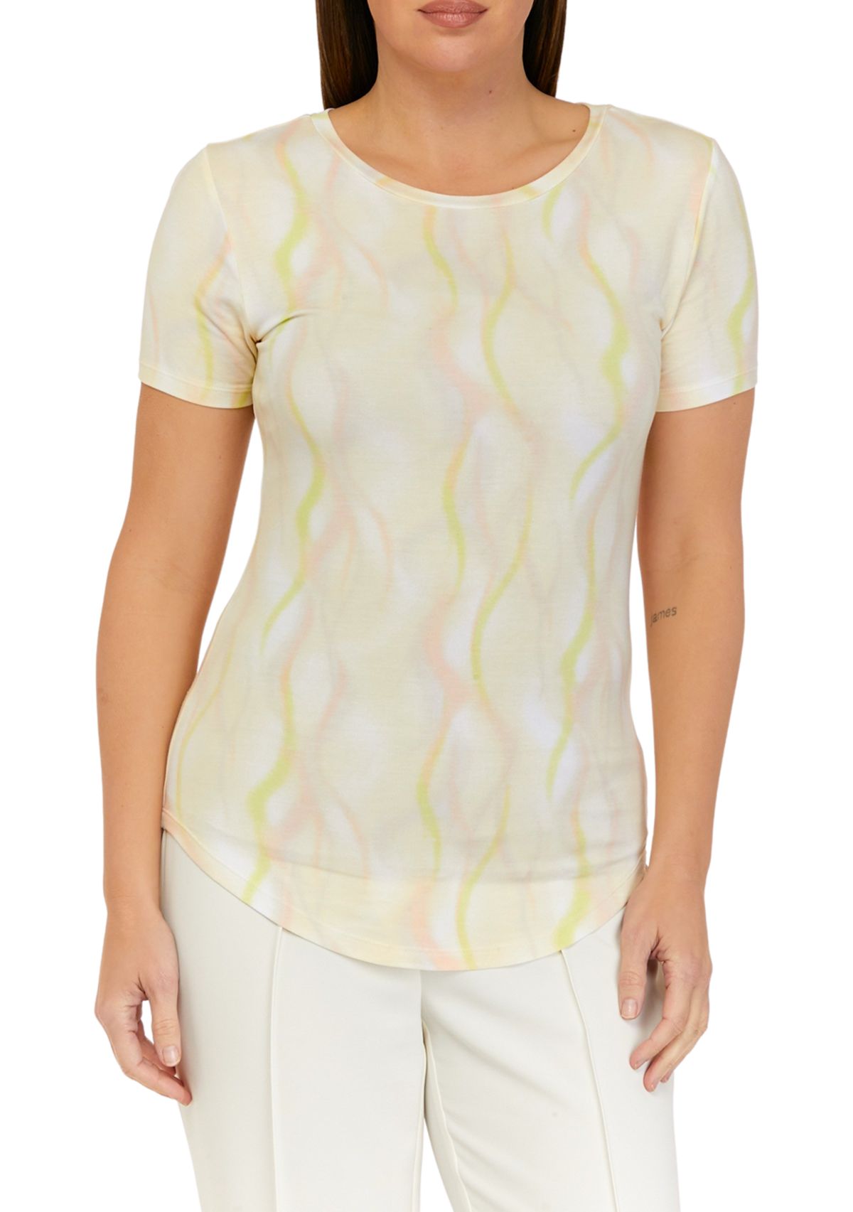 Womens Short Sleeve Crew Neck Printed T-Shirt