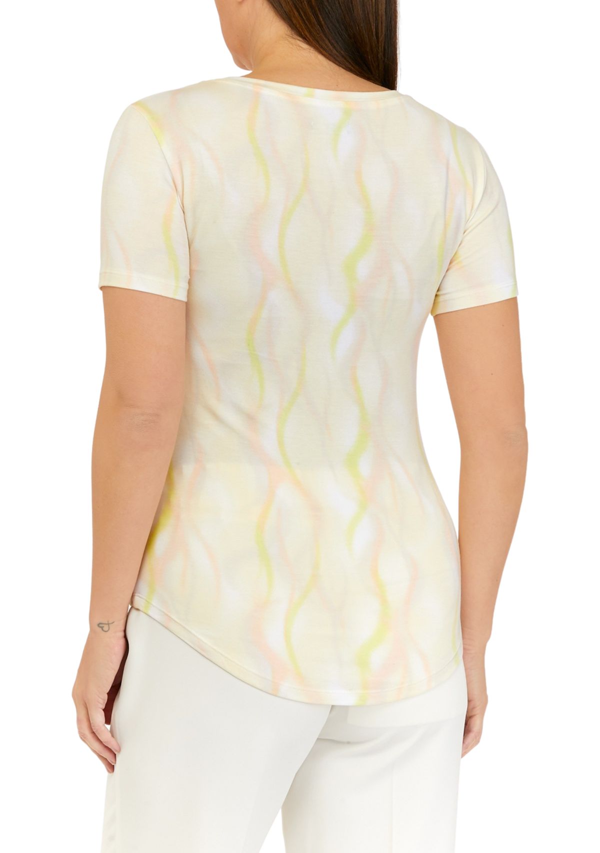 Womens Short Sleeve Crew Neck Printed T-Shirt